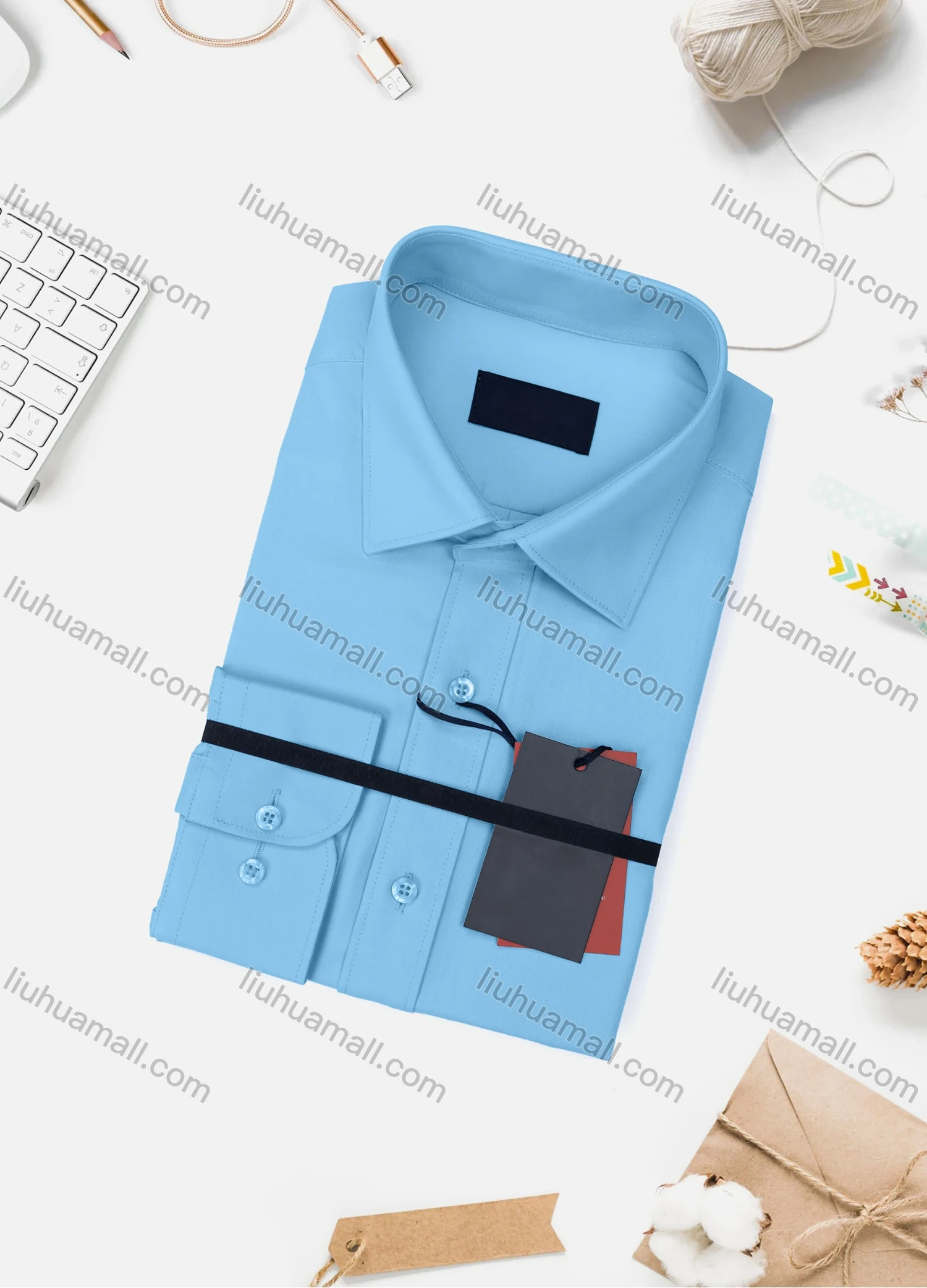 Wholesale Men's Casual Plain Long Sleeve Collared Button Down Shirt 0348-2# - Liuhuamall