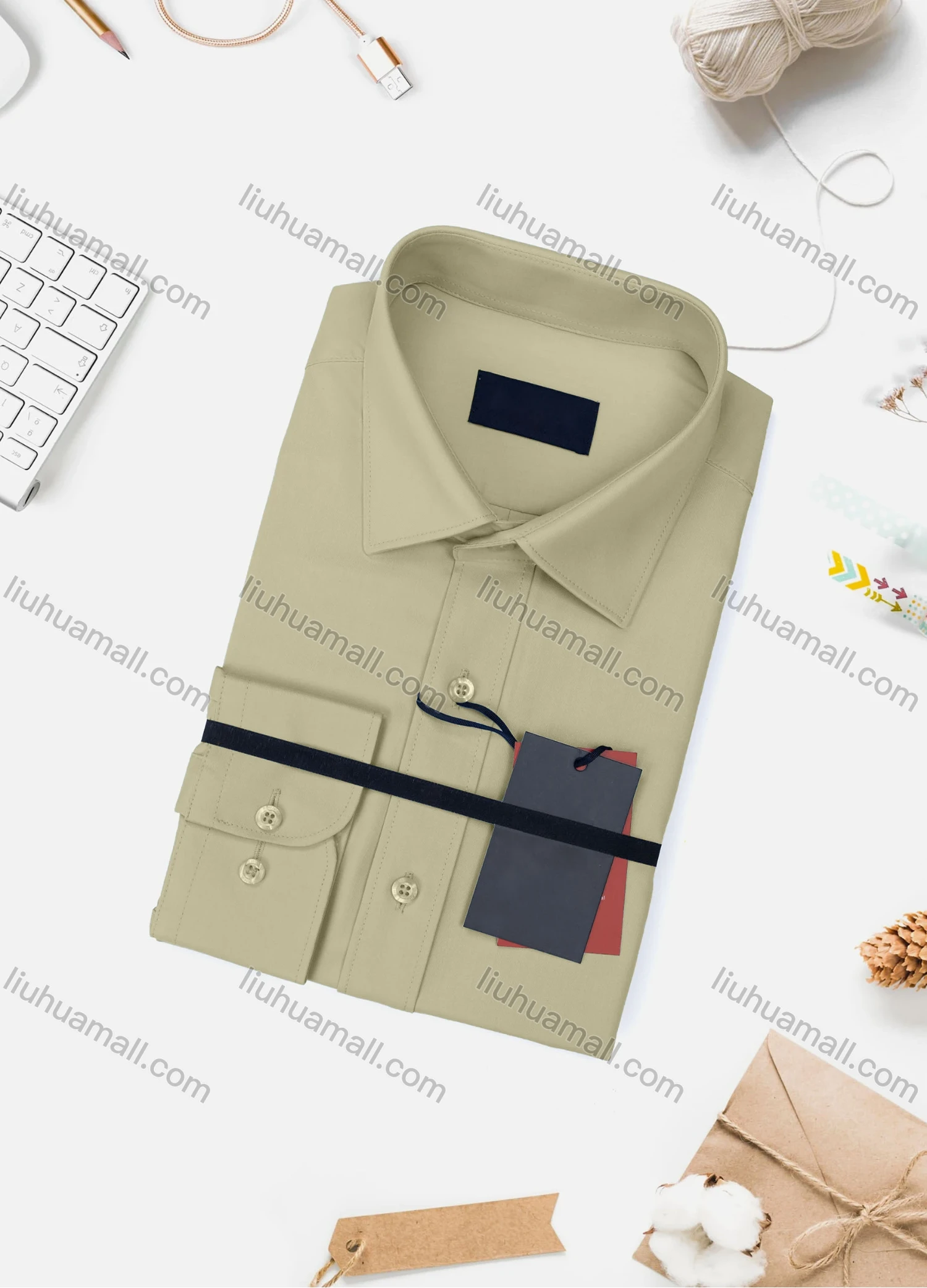 Wholesale Men's Casual Plain Long Sleeve Collared Button Down Shirt 0348-2# - Liuhuamall