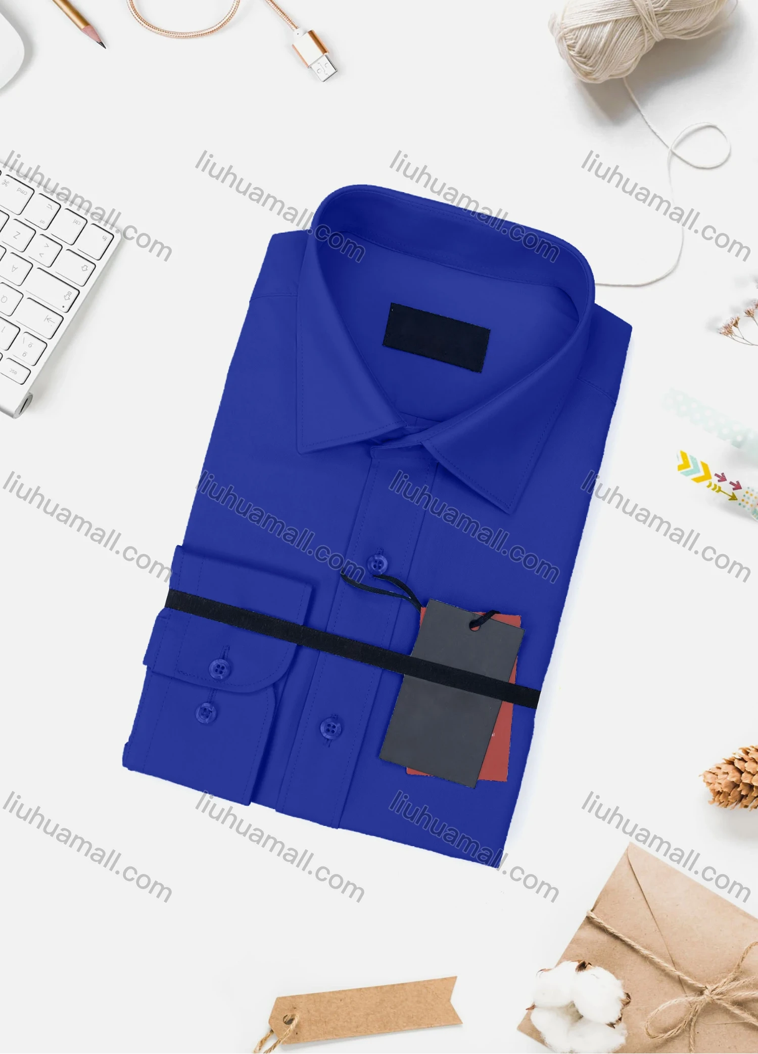 Wholesale Men's Casual Plain Long Sleeve Collared Button Down Shirt 0348-2# - Liuhuamall