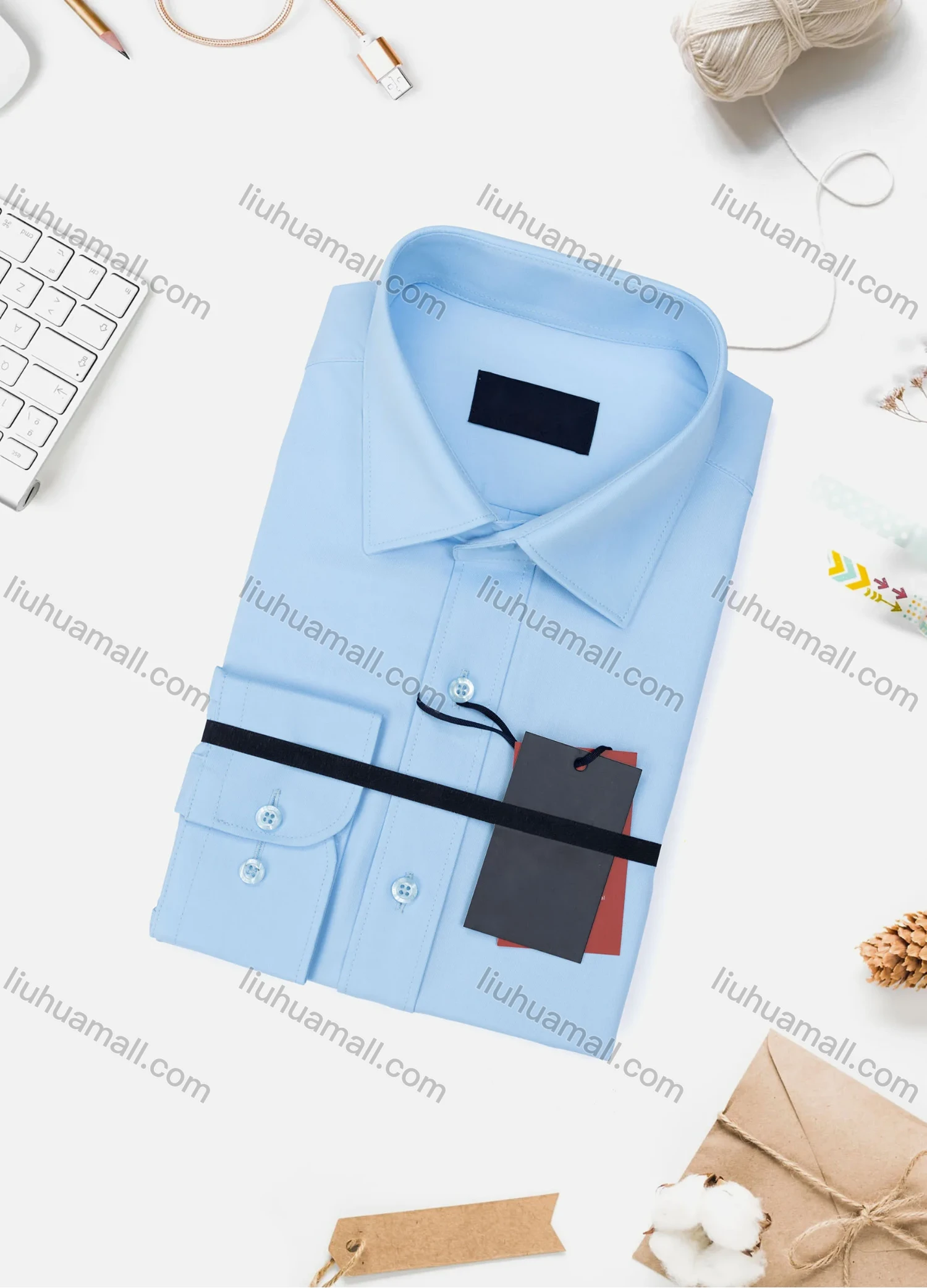 Wholesale Men's Casual Plain Long Sleeve Collared Button Down Shirt 0348-2# - Liuhuamall