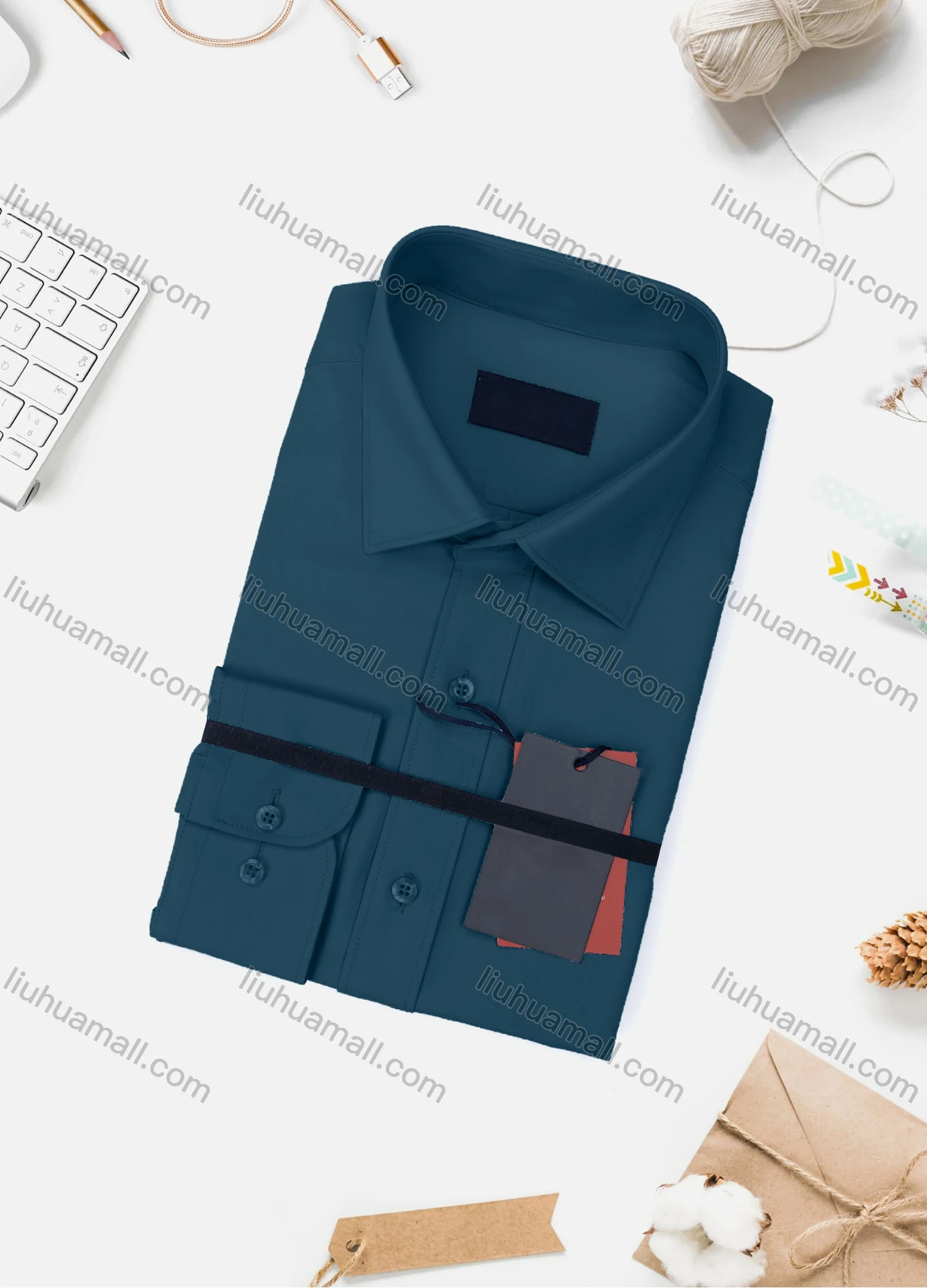 Wholesale Men's Casual Plain Long Sleeve Collared Button Down Shirt 0348-2# - Liuhuamall