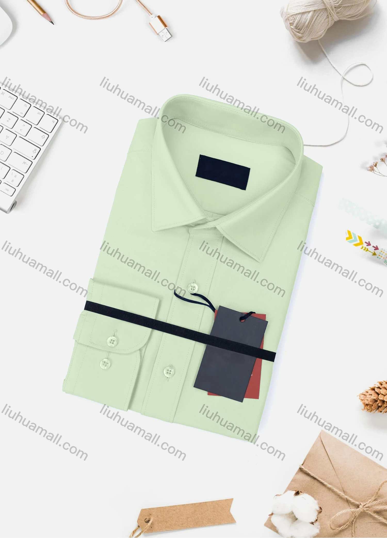 Wholesale Men's Casual Plain Long Sleeve Collared Button Down Shirt 0348-2# - Liuhuamall