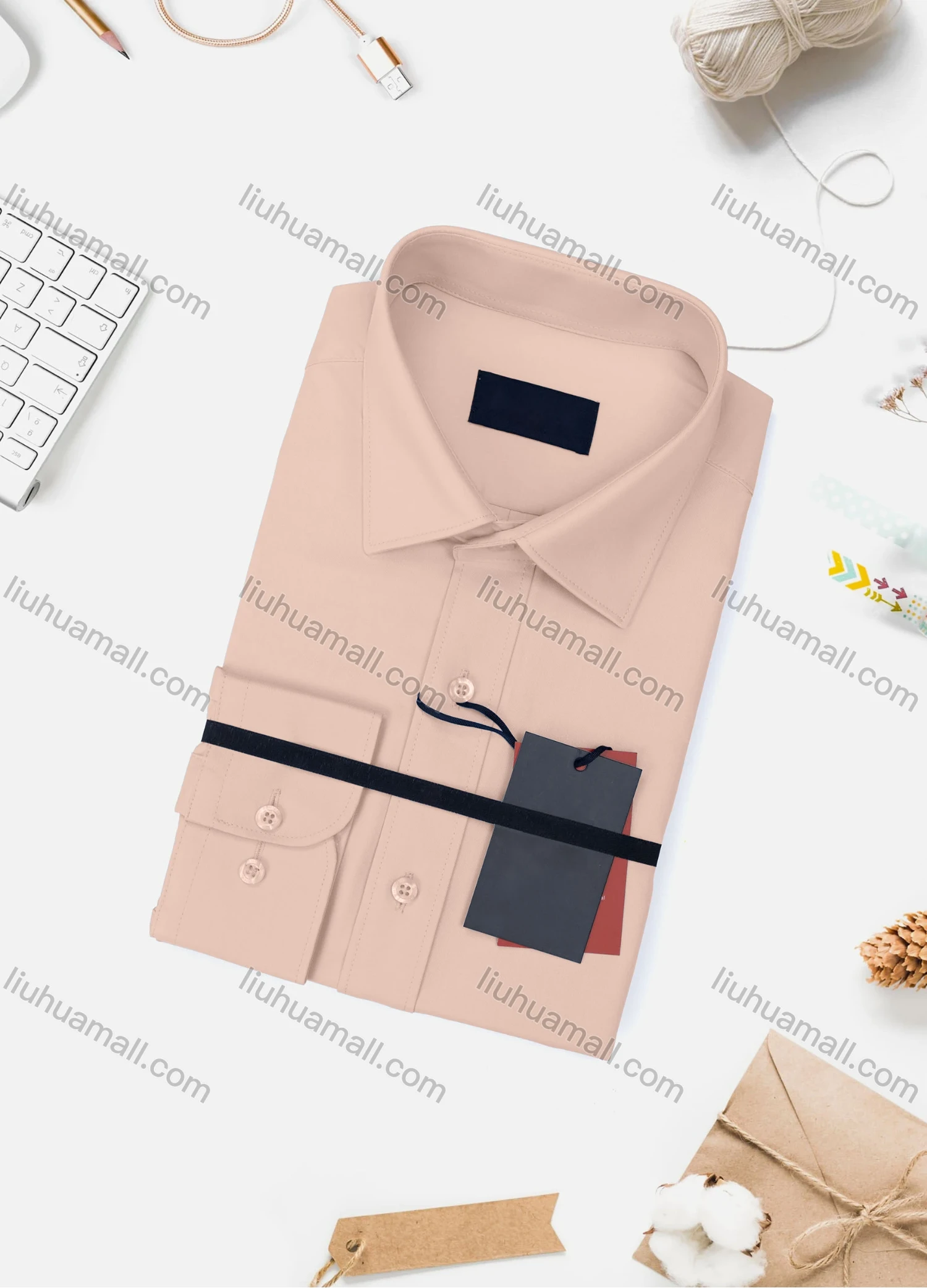 Wholesale Men's Casual Plain Long Sleeve Collared Button Down Shirt 0348-2# - Liuhuamall