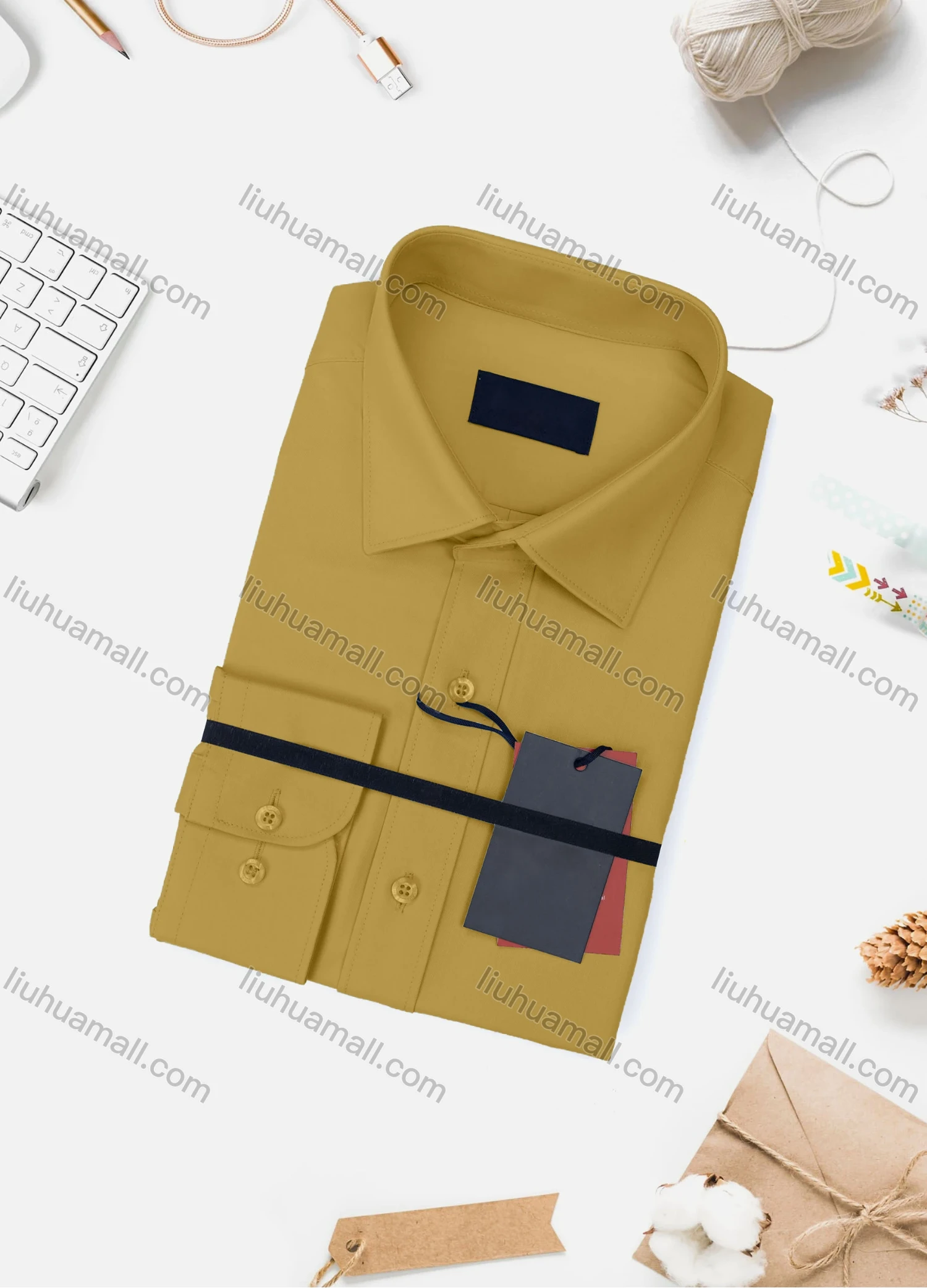 Wholesale Men's Casual Plain Long Sleeve Collared Button Down Shirt 0348-2# - Liuhuamall