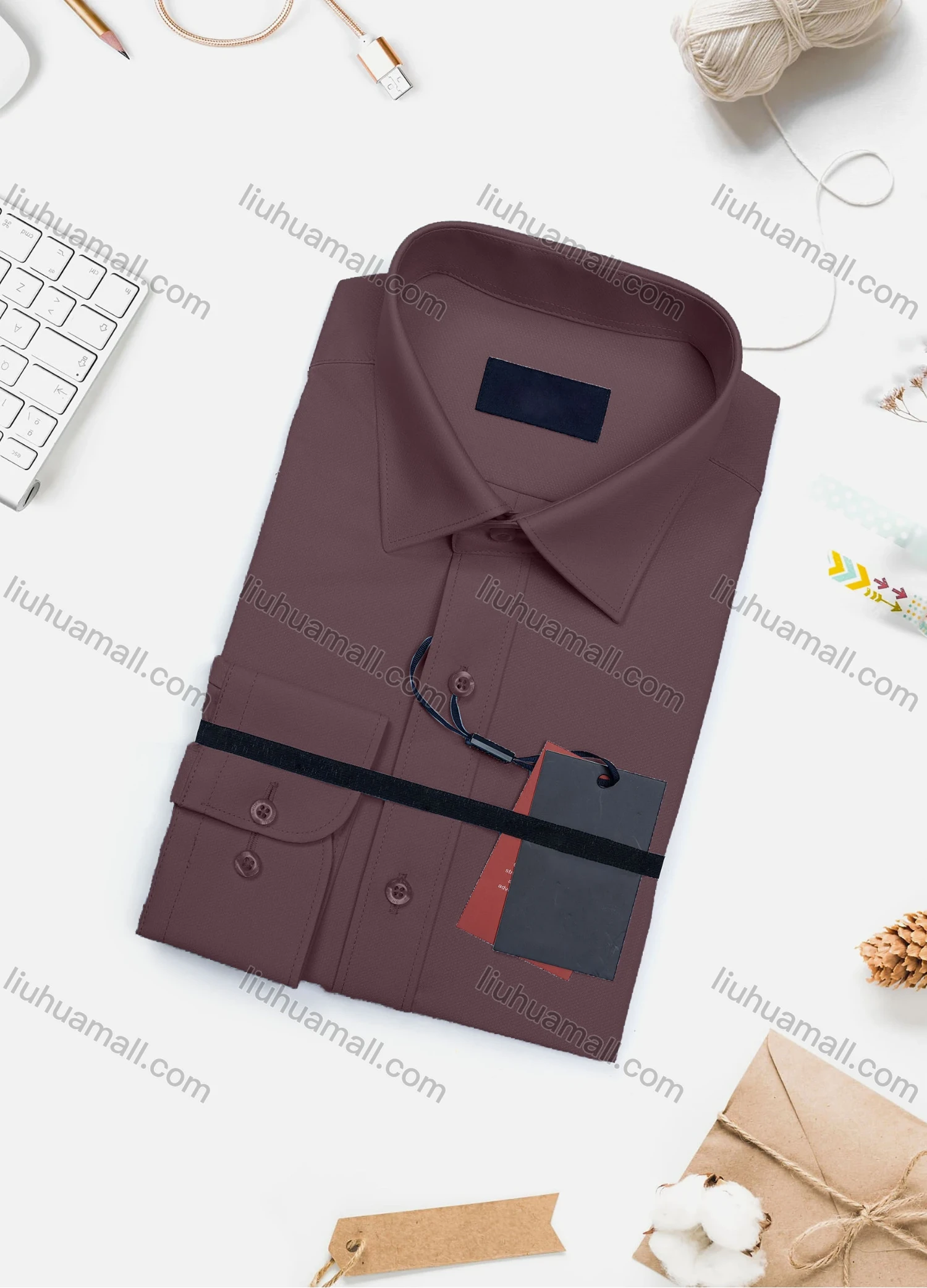 Wholesale Men's Casual Plain Long Sleeve Collared Button Down Shirt 0567-2# - Liuhuamall