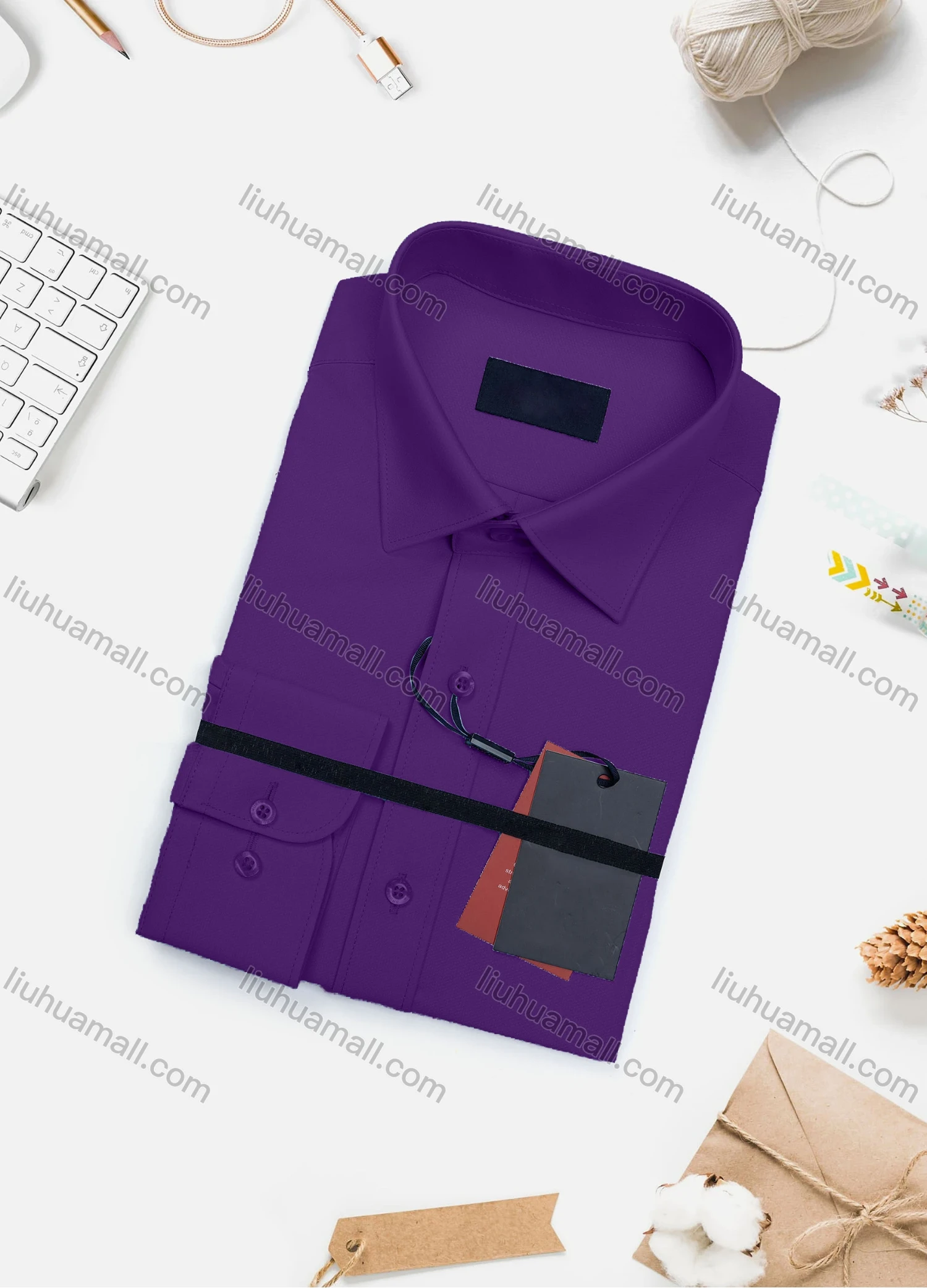 Wholesale Men's Casual Plain Long Sleeve Collared Button Down Shirt 0567-2# - Liuhuamall