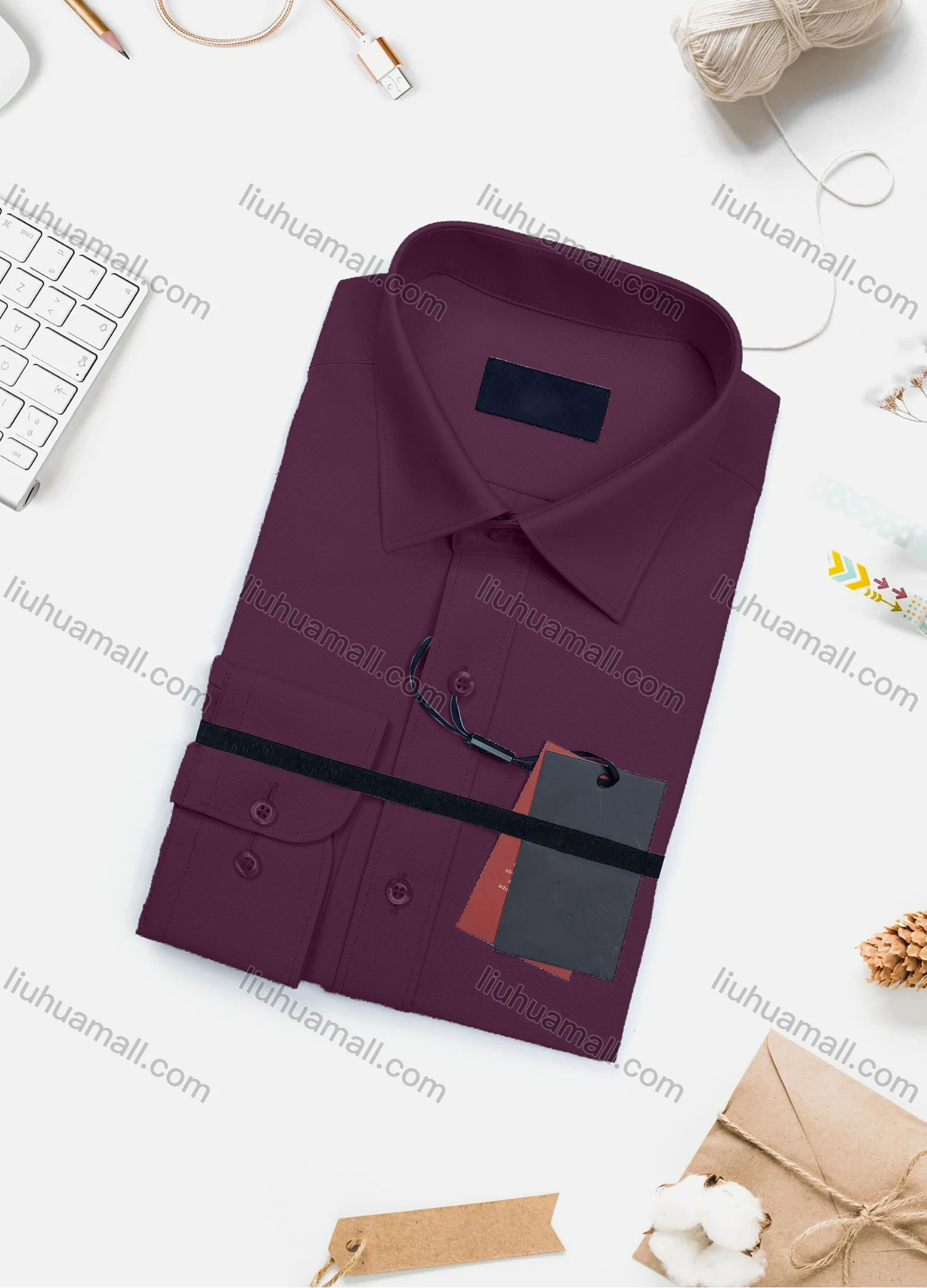 Wholesale Men's Casual Plain Long Sleeve Collared Button Down Shirt 0567-2# - Liuhuamall