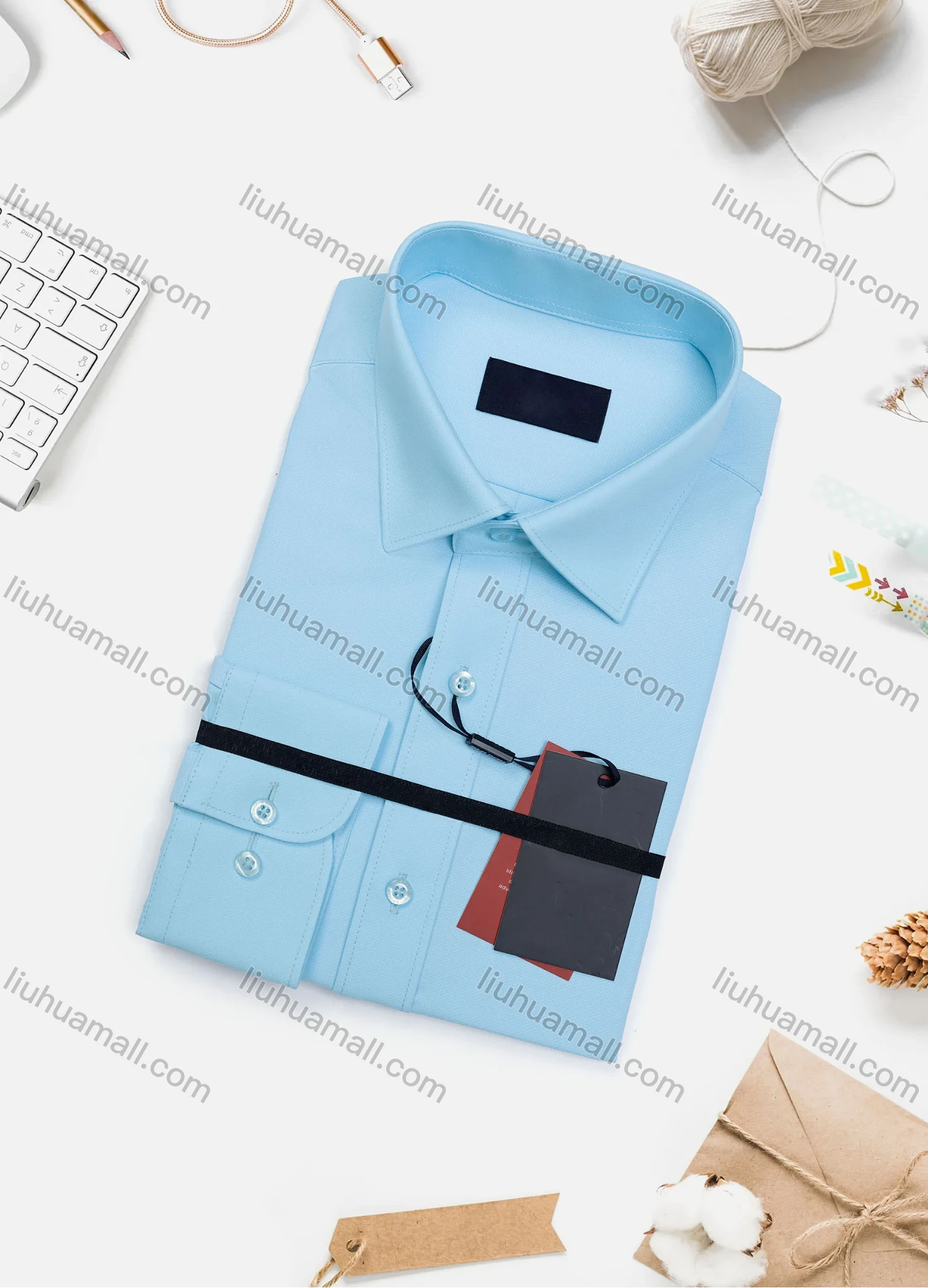 Wholesale Men's Casual Plain Long Sleeve Collared Button Down Shirt 0567-2# - Liuhuamall