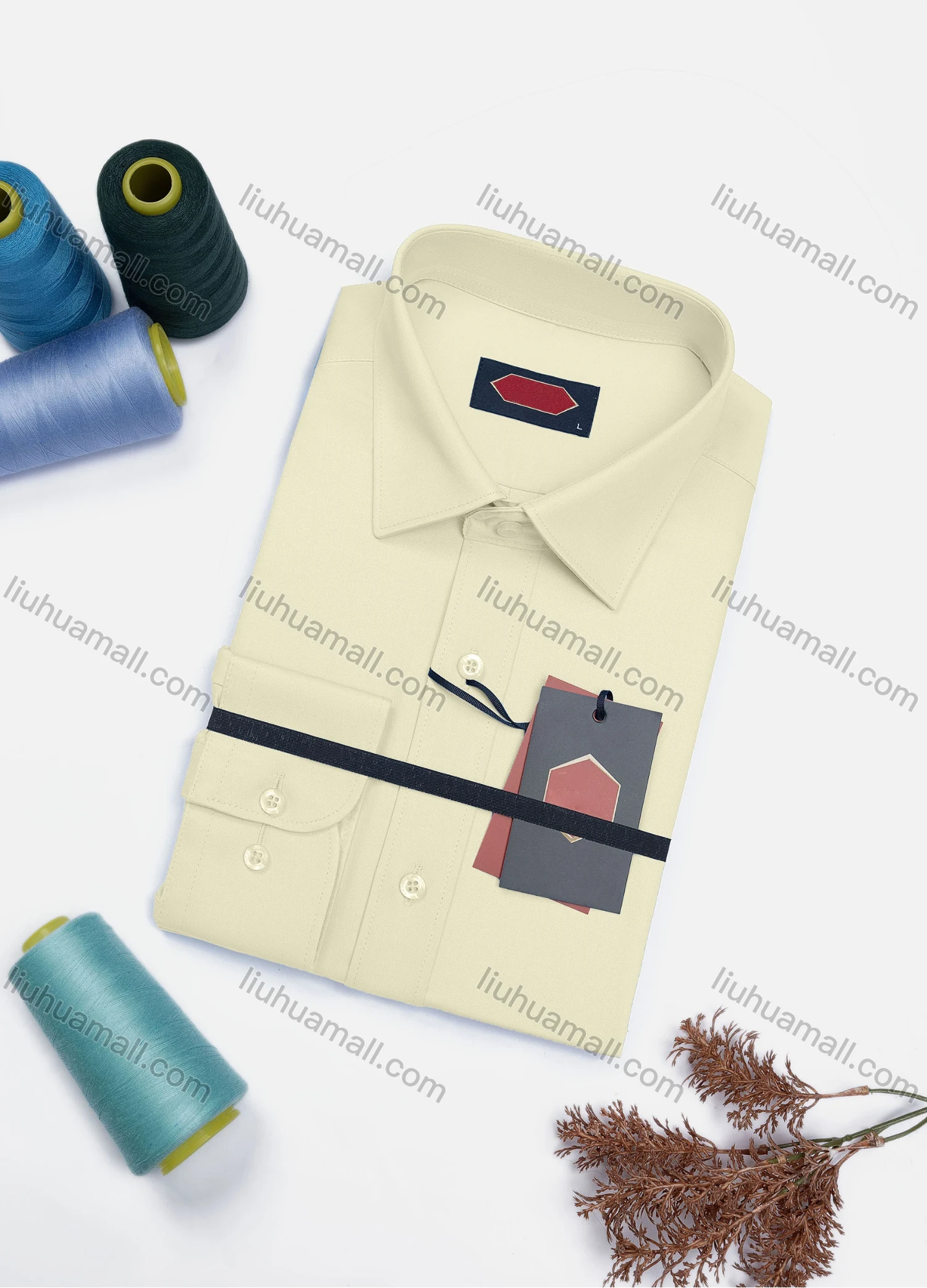Wholesale Men's Casual Plain Long Sleeve Collared Button Down Shirt 0568-2# - Liuhuamall