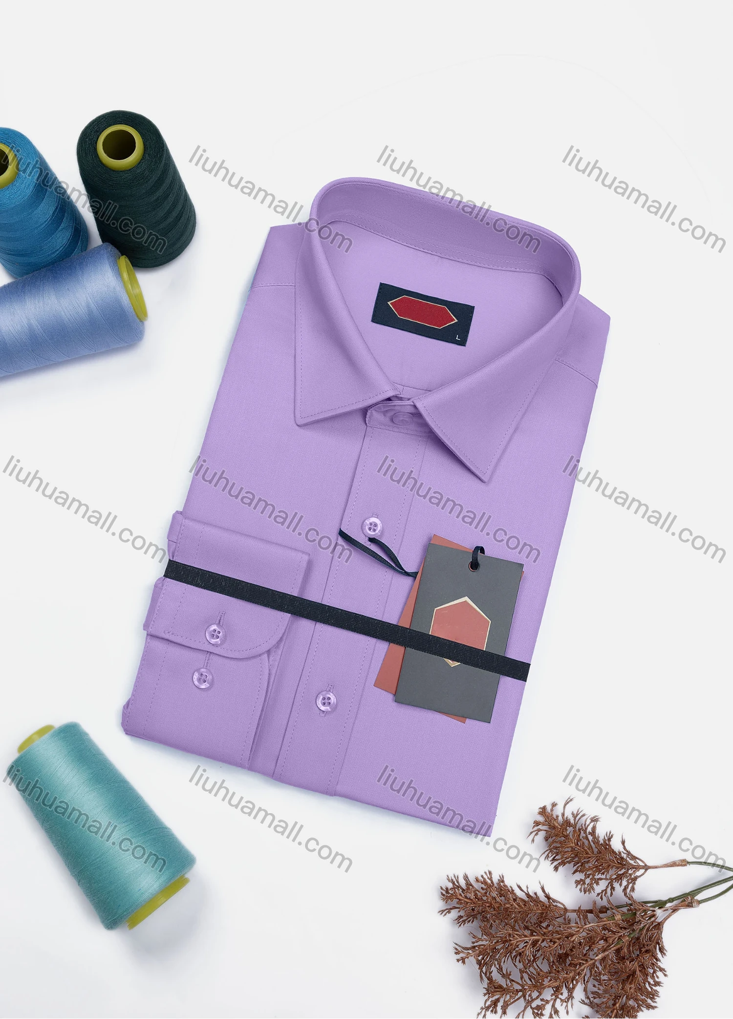 Wholesale Men's Casual Plain Long Sleeve Collared Button Down Shirt 0568-2# - Liuhuamall