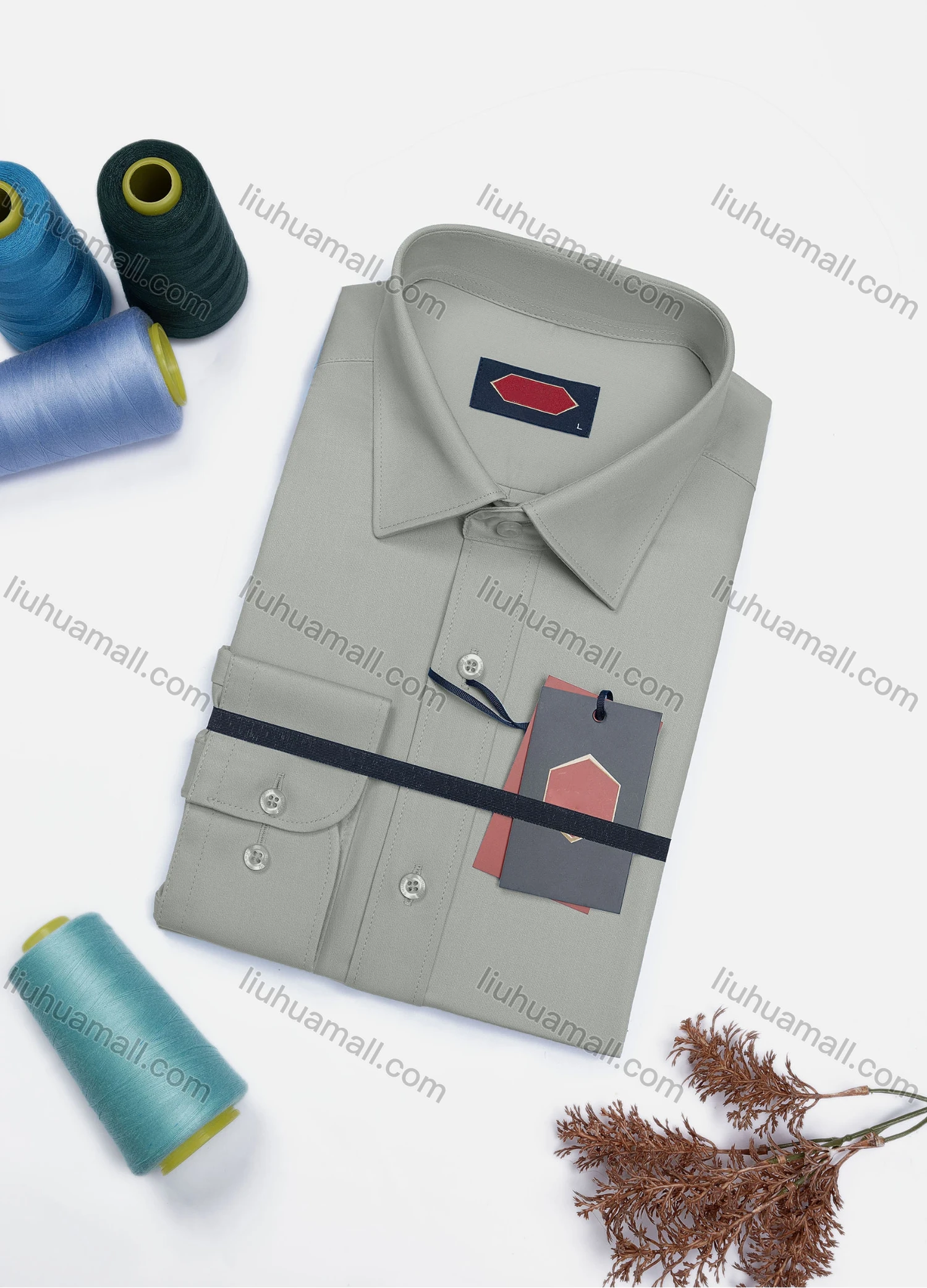 Wholesale Men's Casual Plain Long Sleeve Collared Button Down Shirt 0568-2# - Liuhuamall