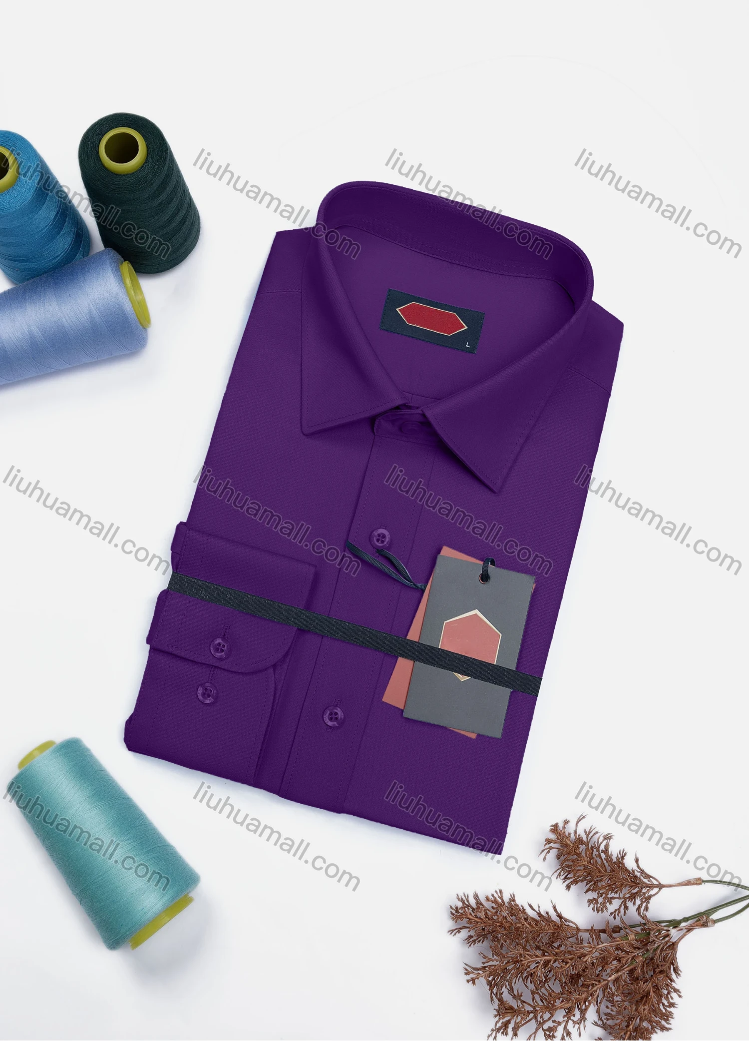 Wholesale Men's Casual Plain Long Sleeve Collared Button Down Shirt 0568-2# - Liuhuamall
