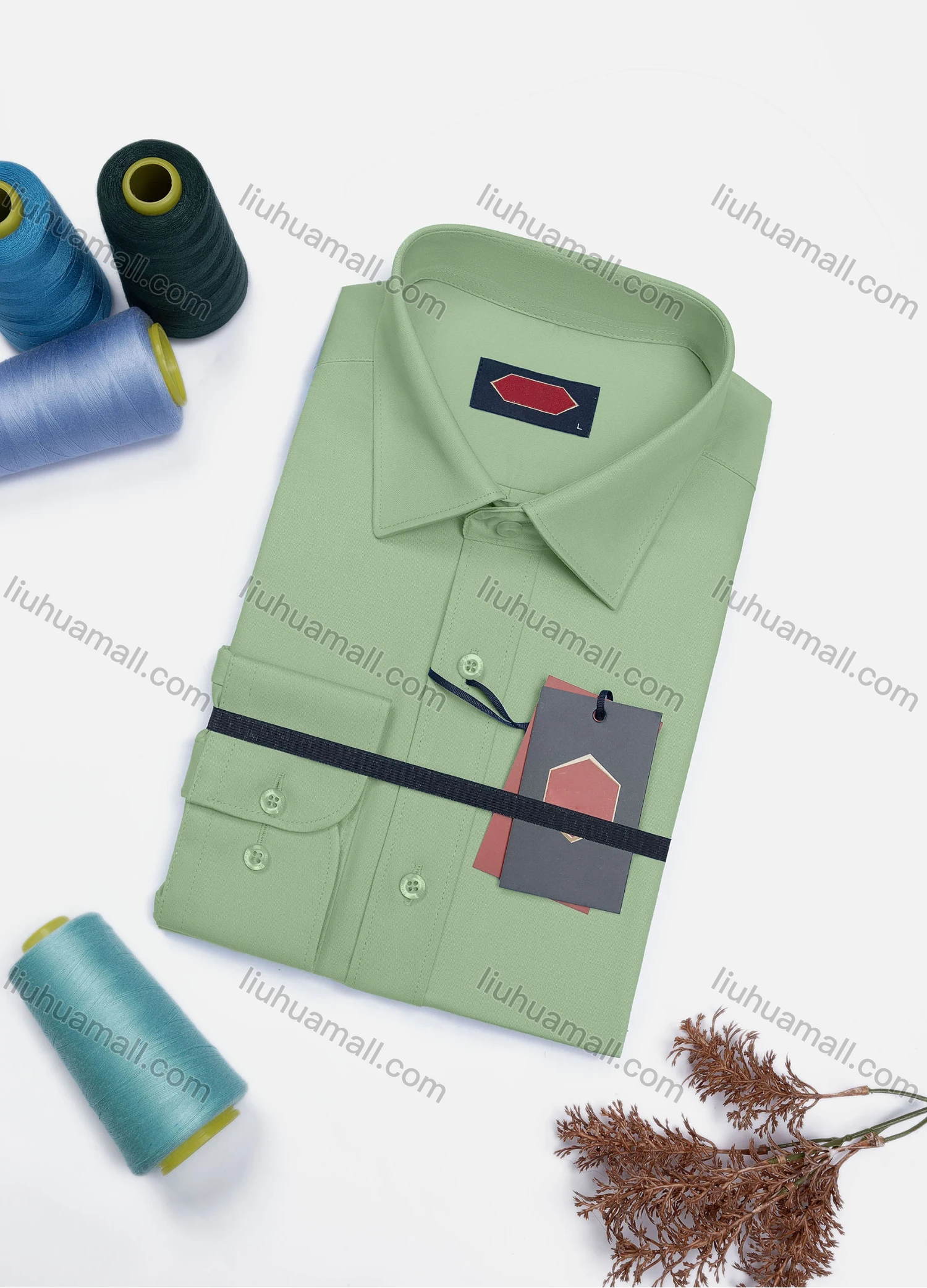 Wholesale Men's Casual Plain Long Sleeve Collared Button Down Shirt 0568-2# - Liuhuamall