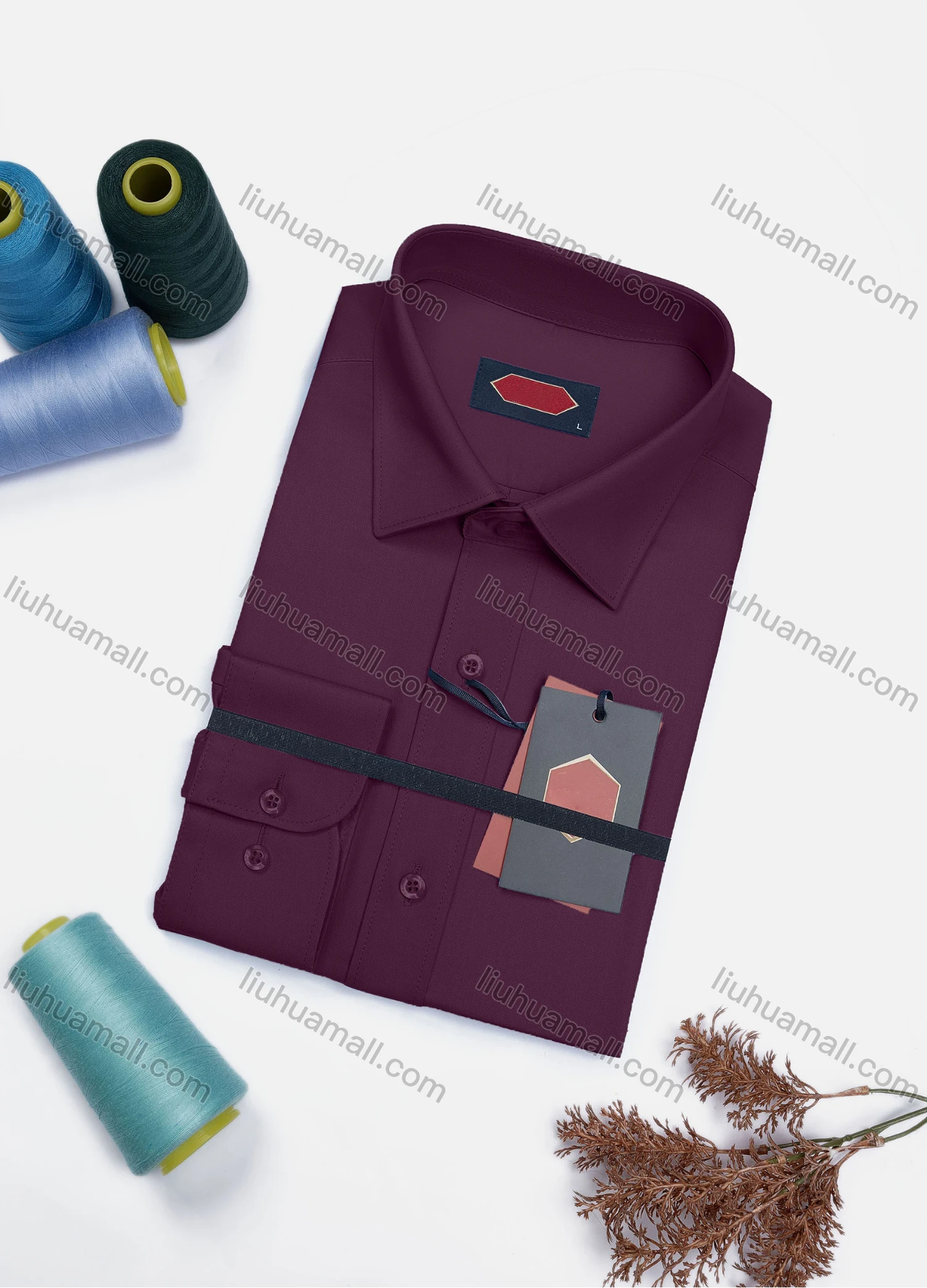 Wholesale Men's Casual Plain Long Sleeve Collared Button Down Shirt 0568-2# - Liuhuamall