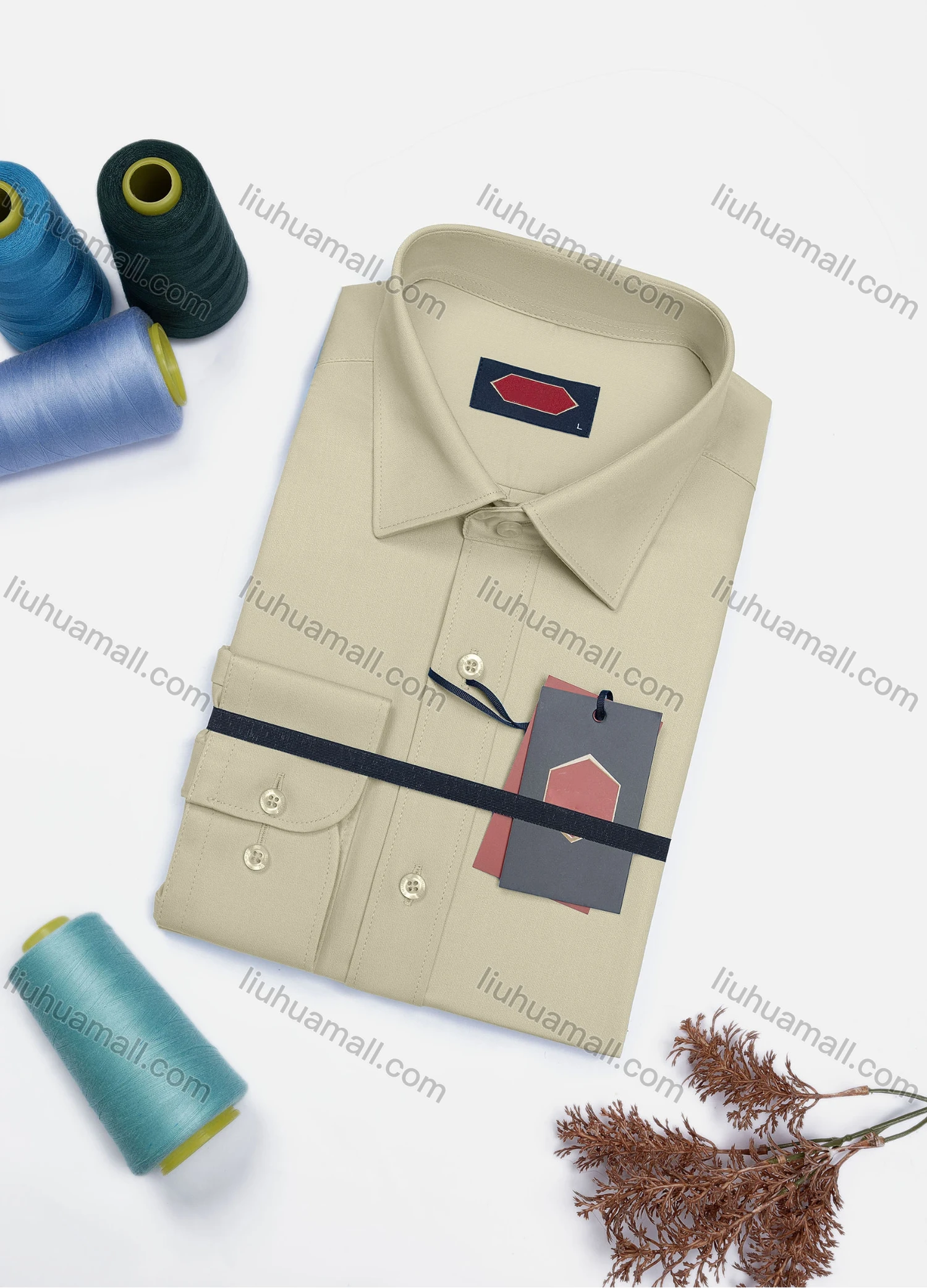 Wholesale Men's Casual Plain Long Sleeve Collared Button Down Shirt 0568-2# - Liuhuamall