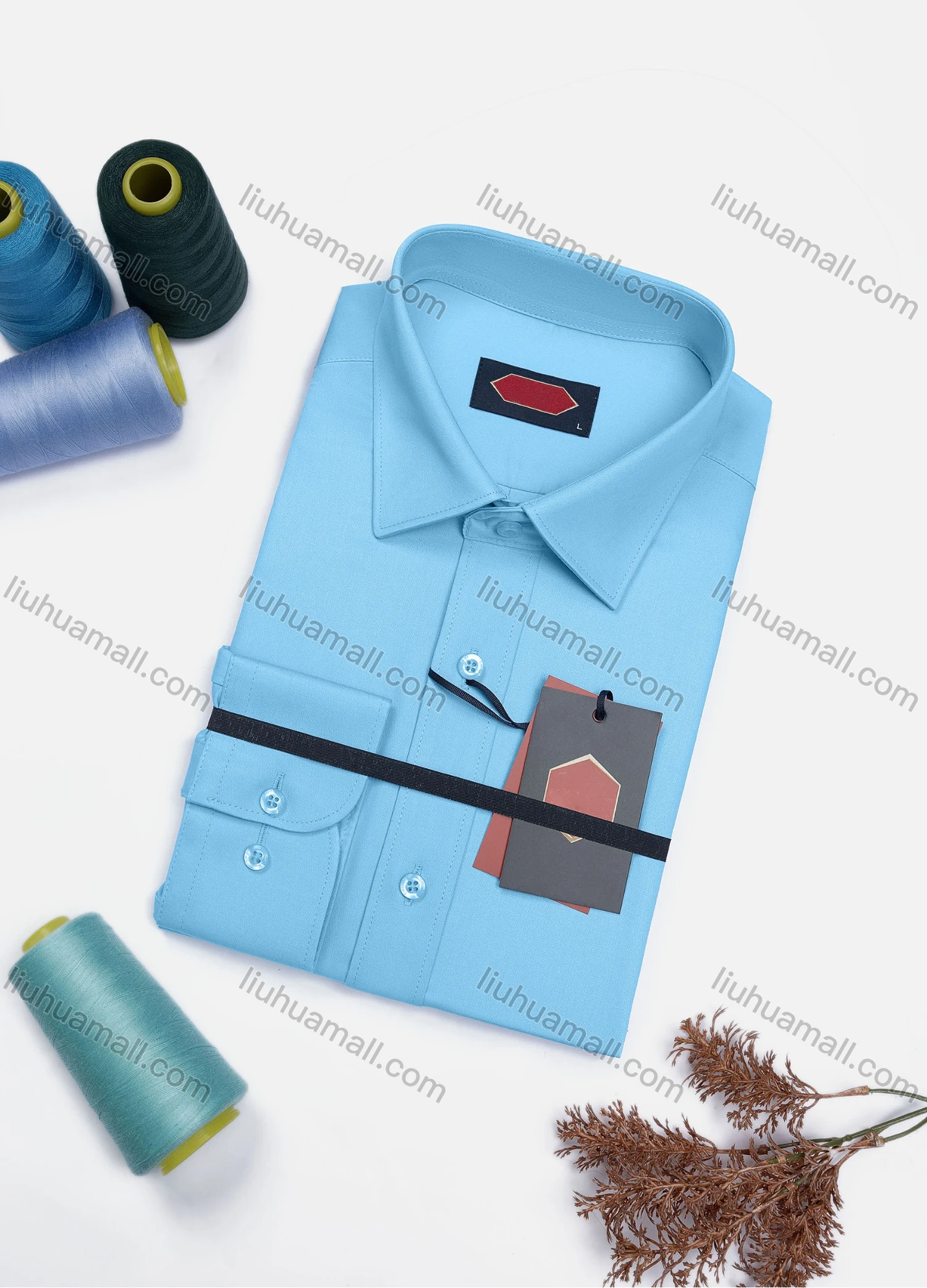 Wholesale Men's Casual Plain Long Sleeve Collared Button Down Shirt 0568-2# - Liuhuamall