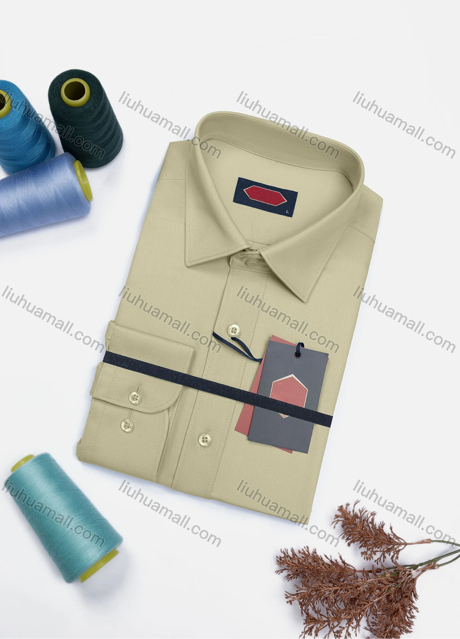 Wholesale Men's Casual Plain Long Sleeve Collared Button Down Shirt 0568-2# - Liuhuamall