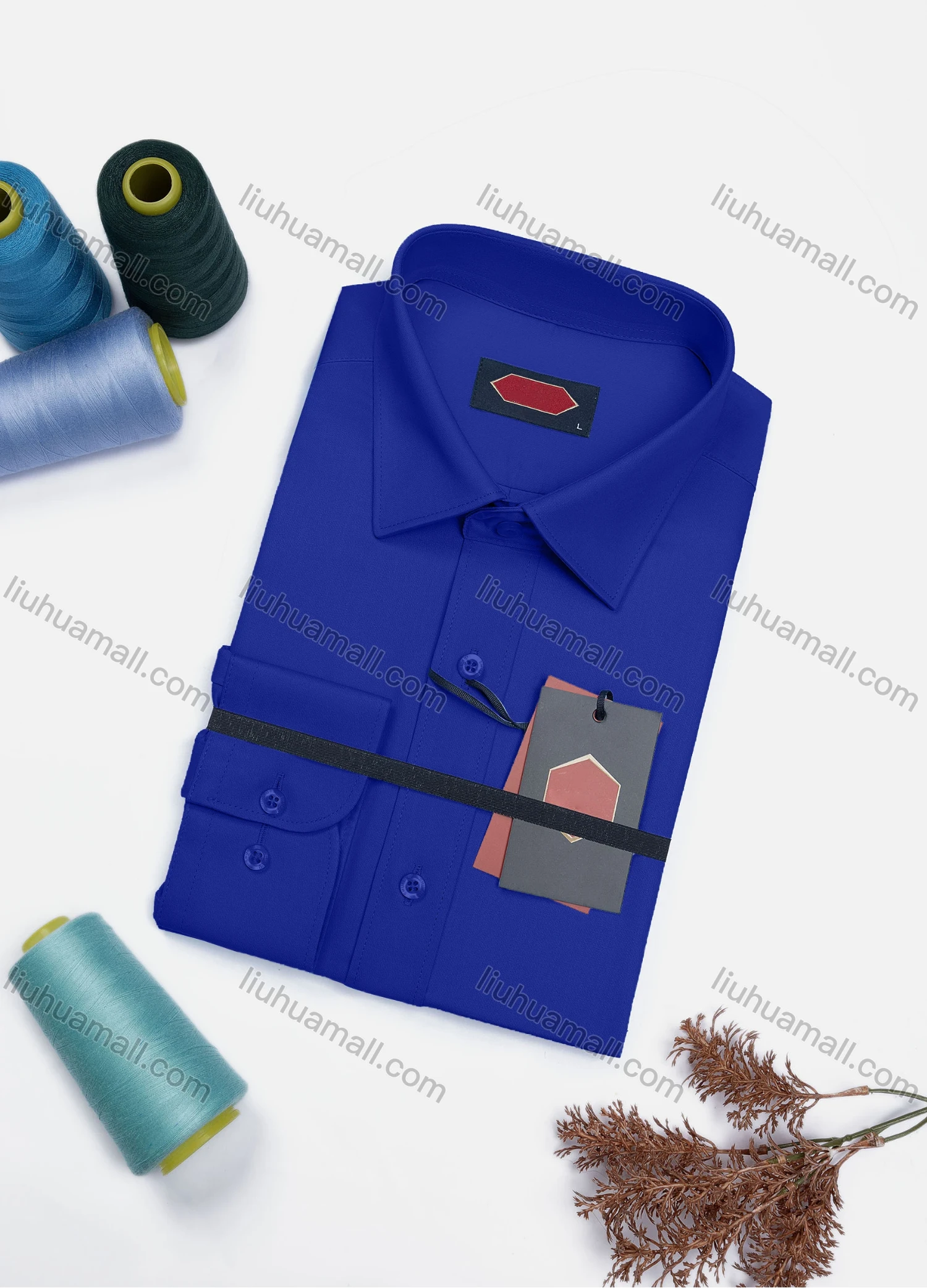 Wholesale Men's Casual Plain Long Sleeve Collared Button Down Shirt 0568-2# - Liuhuamall