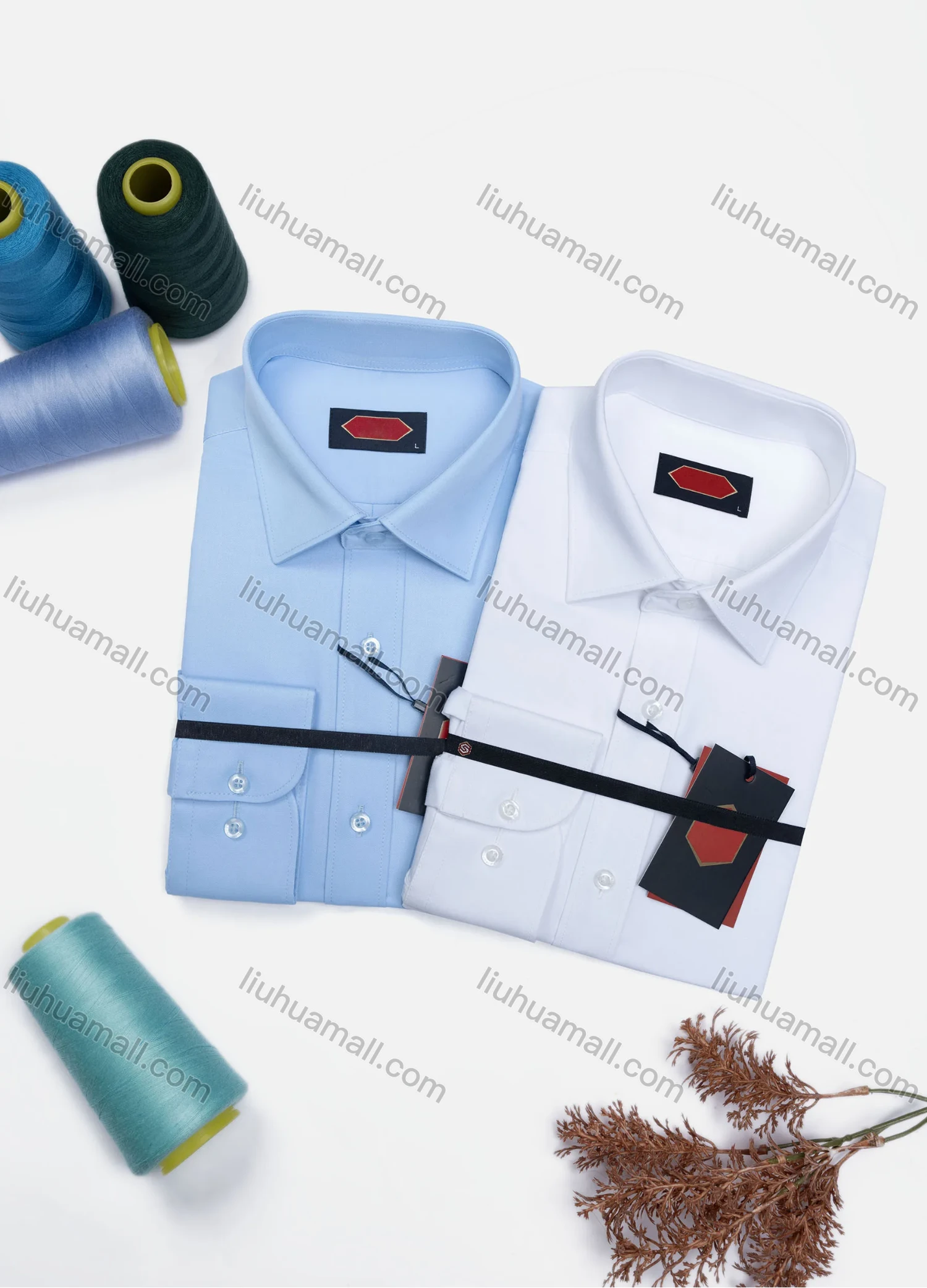 Wholesale Men's Casual Plain Long Sleeve Collared Button Down Shirt 0568-2# - Liuhuamall