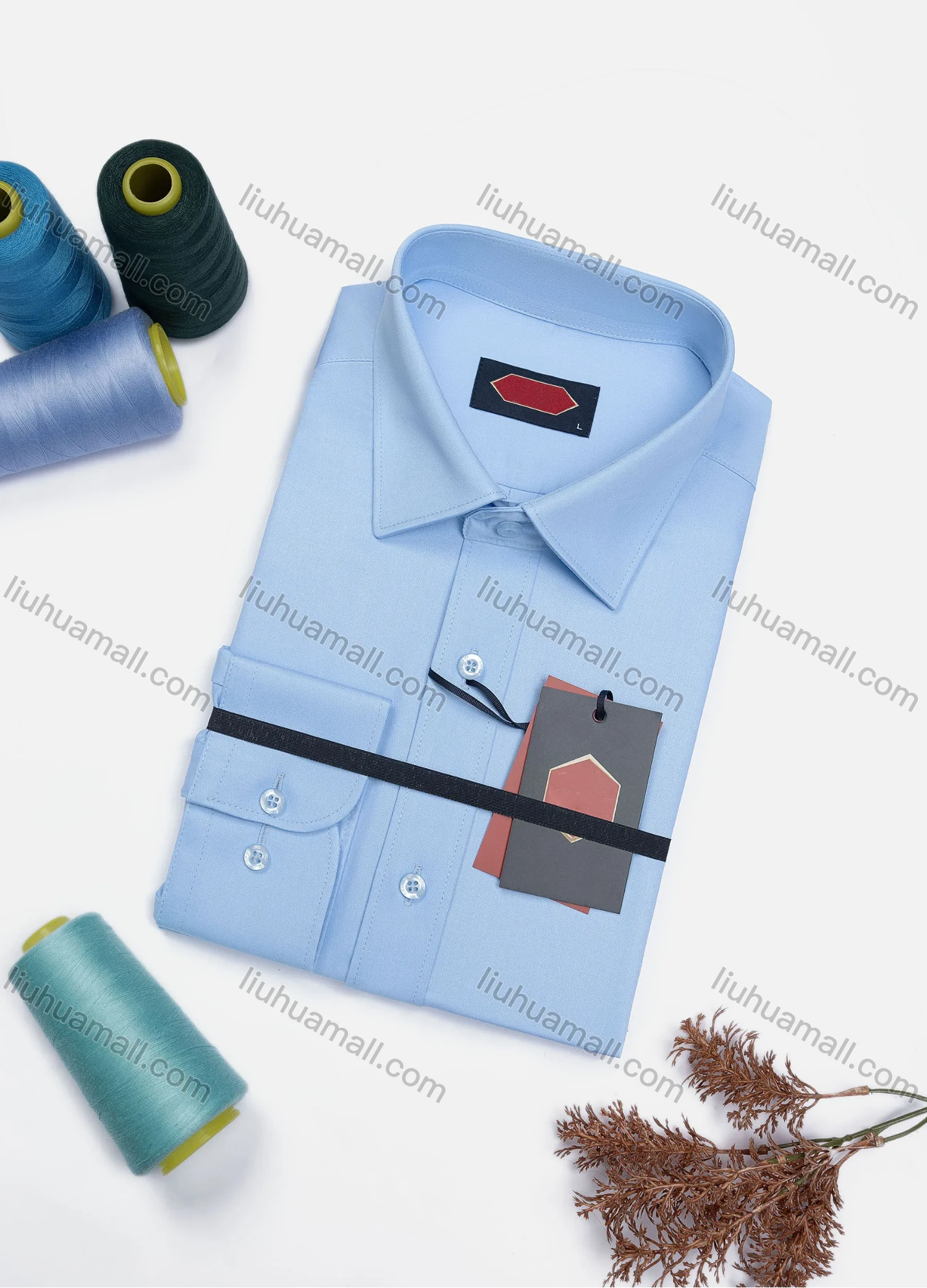Wholesale Men's Casual Plain Long Sleeve Collared Button Down Shirt 0568-2# - Liuhuamall