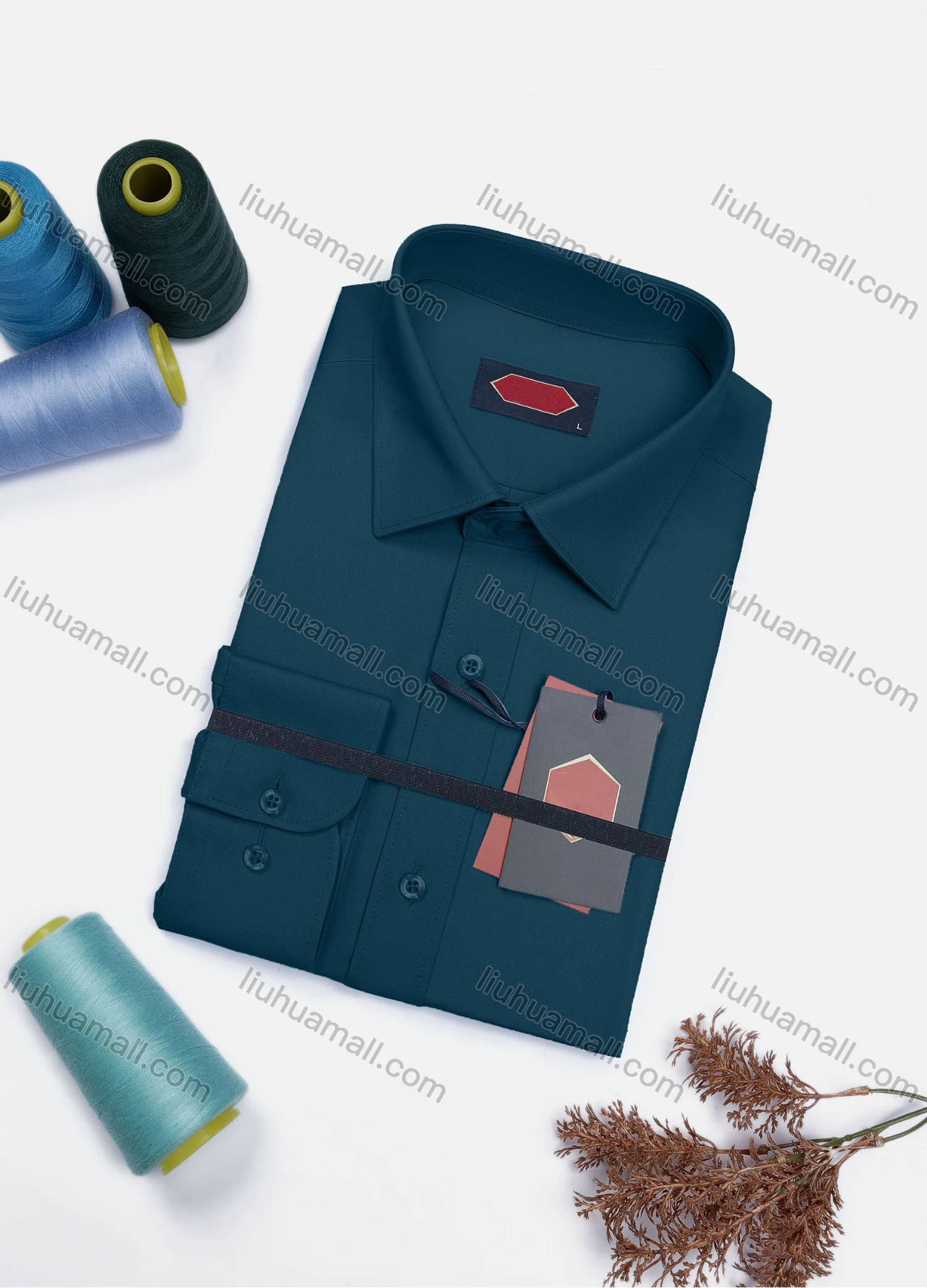 Wholesale Men's Casual Plain Long Sleeve Collared Button Down Shirt 0568-2# - Liuhuamall