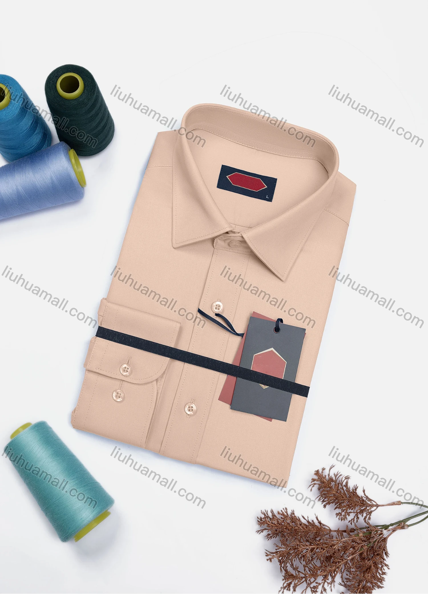 Wholesale Men's Casual Plain Long Sleeve Collared Button Down Shirt 0568-2# - Liuhuamall