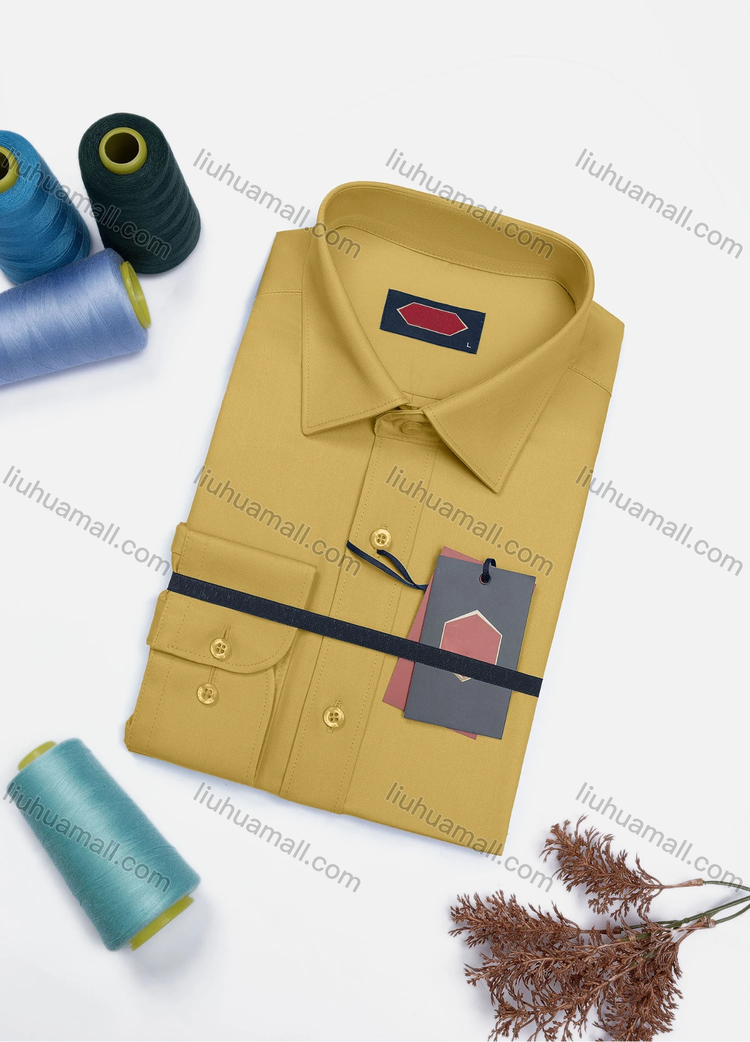 Wholesale Men's Casual Plain Long Sleeve Collared Button Down Shirt 0568-2# - Liuhuamall