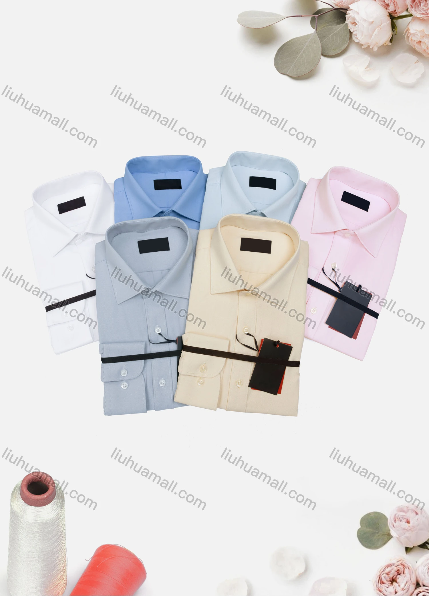 Wholesale Men's Casual Plain Long Sleeve Collared Button Down Shirt 591-6# - Liuhuamall