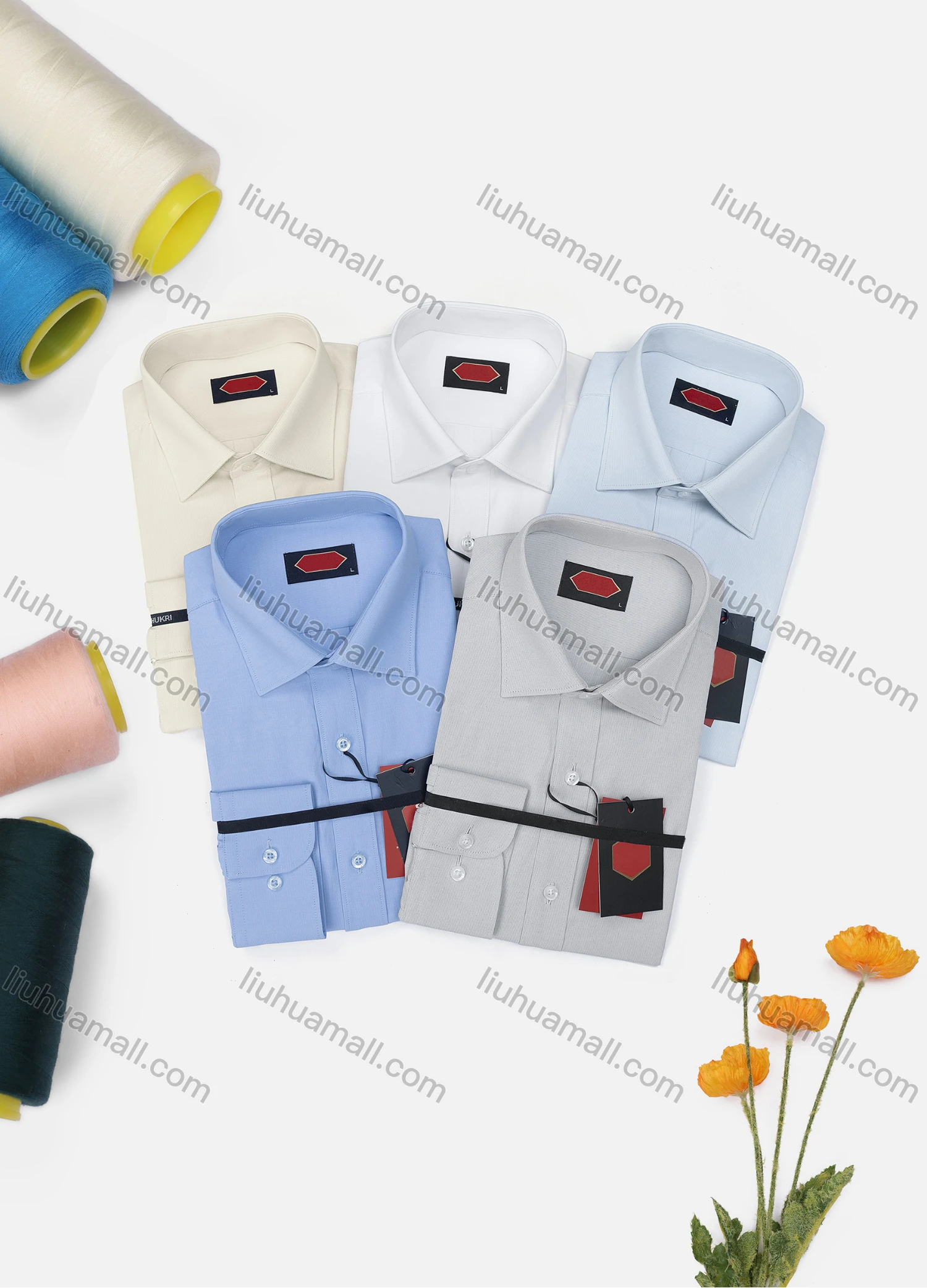 Wholesale Men's Casual Plain Long Sleeve Collared Button Down Shirt 646-5# - Liuhuamall