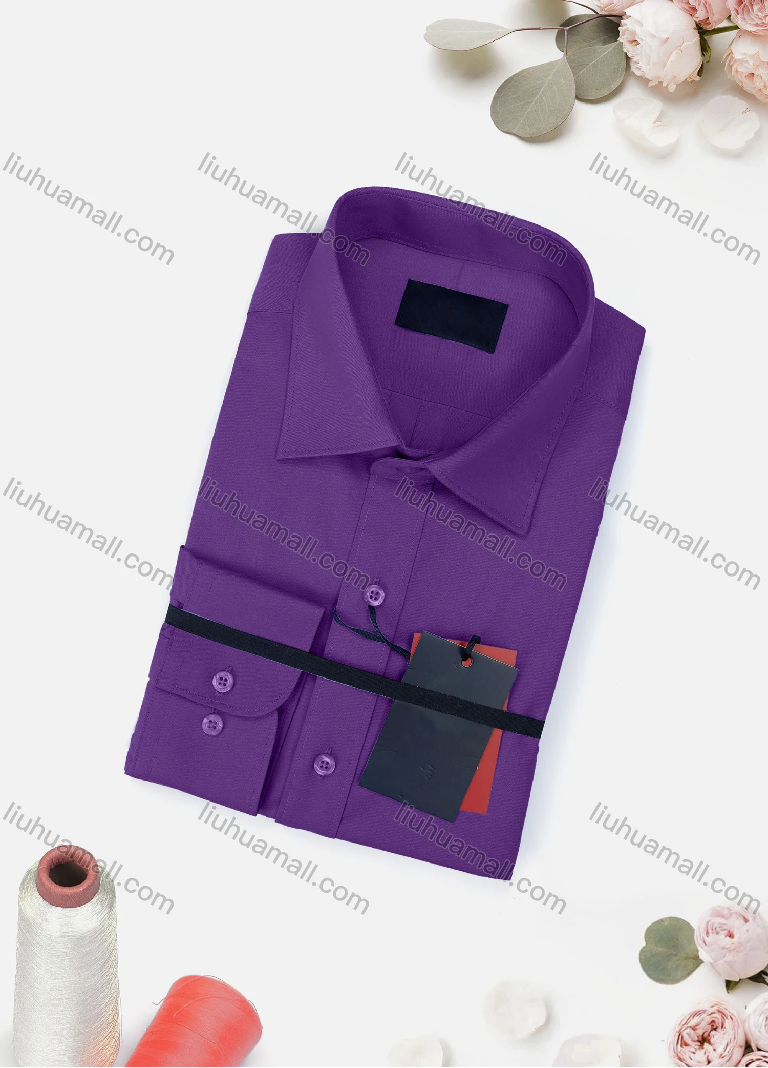 Wholesale Men's Casual Plain Long Sleeve Collared Button Down Shirt 0663-2# - Liuhuamall