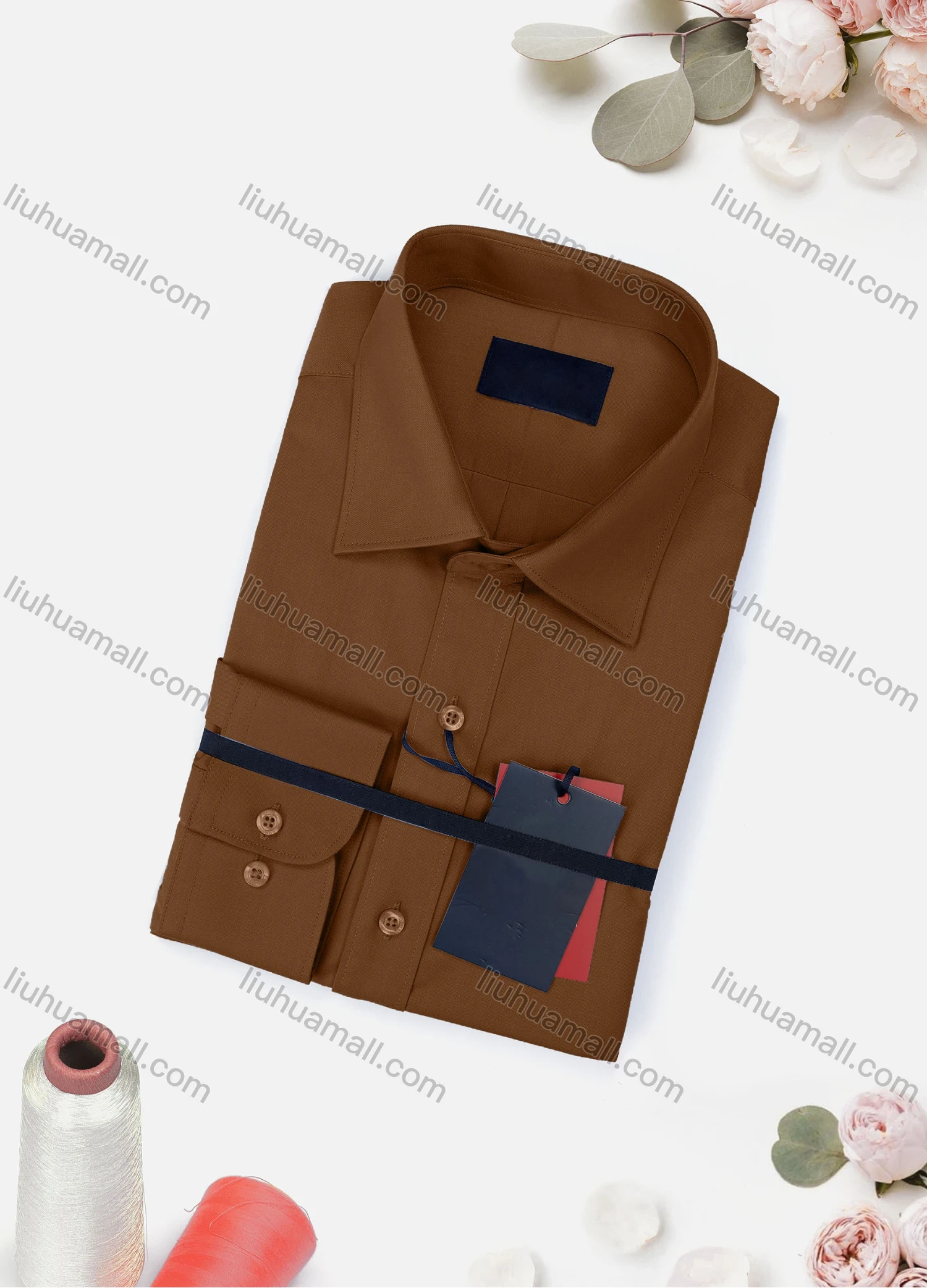 Wholesale Men's Casual Plain Long Sleeve Collared Button Down Shirt 0663-2# - Liuhuamall