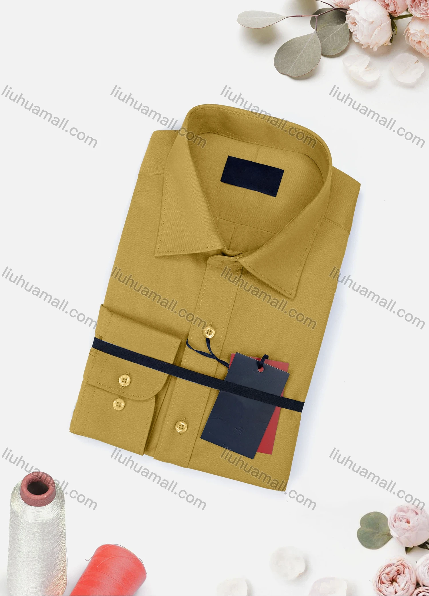Wholesale Men's Casual Plain Long Sleeve Collared Button Down Shirt 0663-2# - Liuhuamall