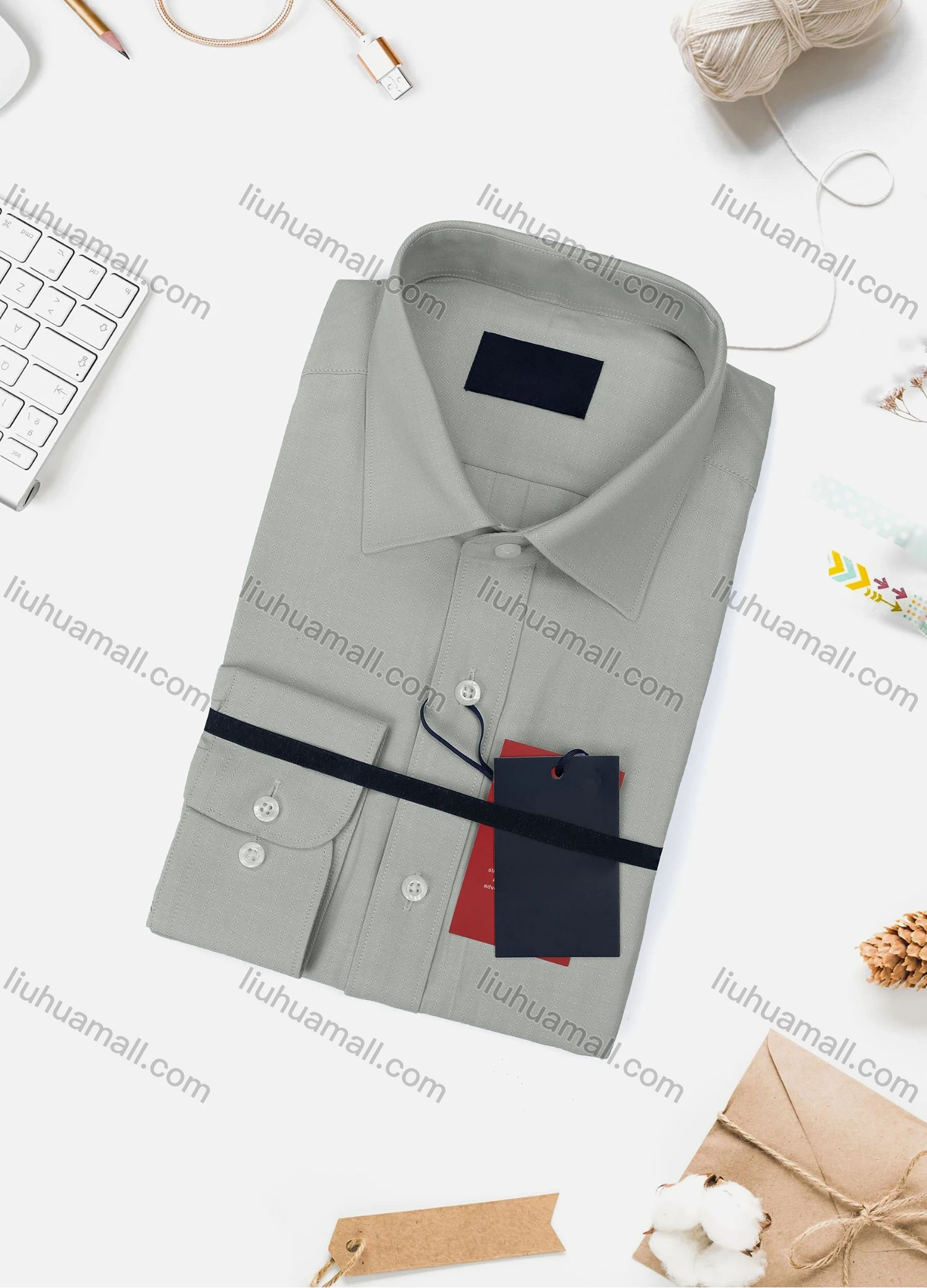 Wholesale Men's Casual Plain Long Sleeve Collared Button Down Shirt 733-4# - Liuhuamall