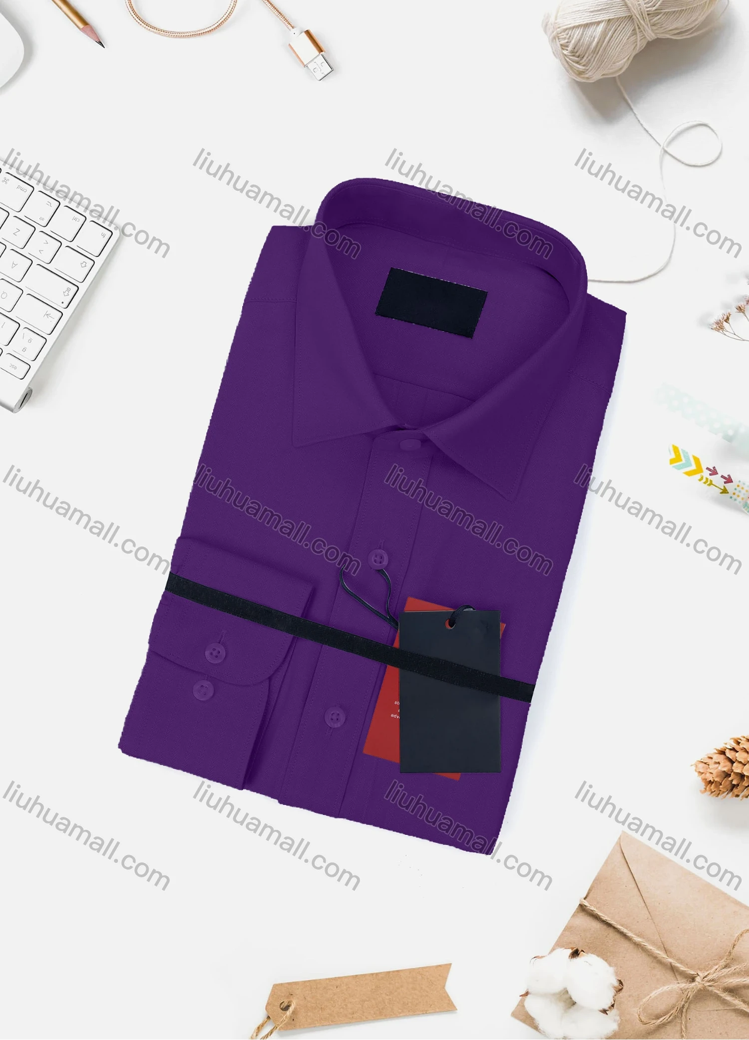Wholesale Men's Casual Plain Long Sleeve Collared Button Down Shirt 733-4# - Liuhuamall