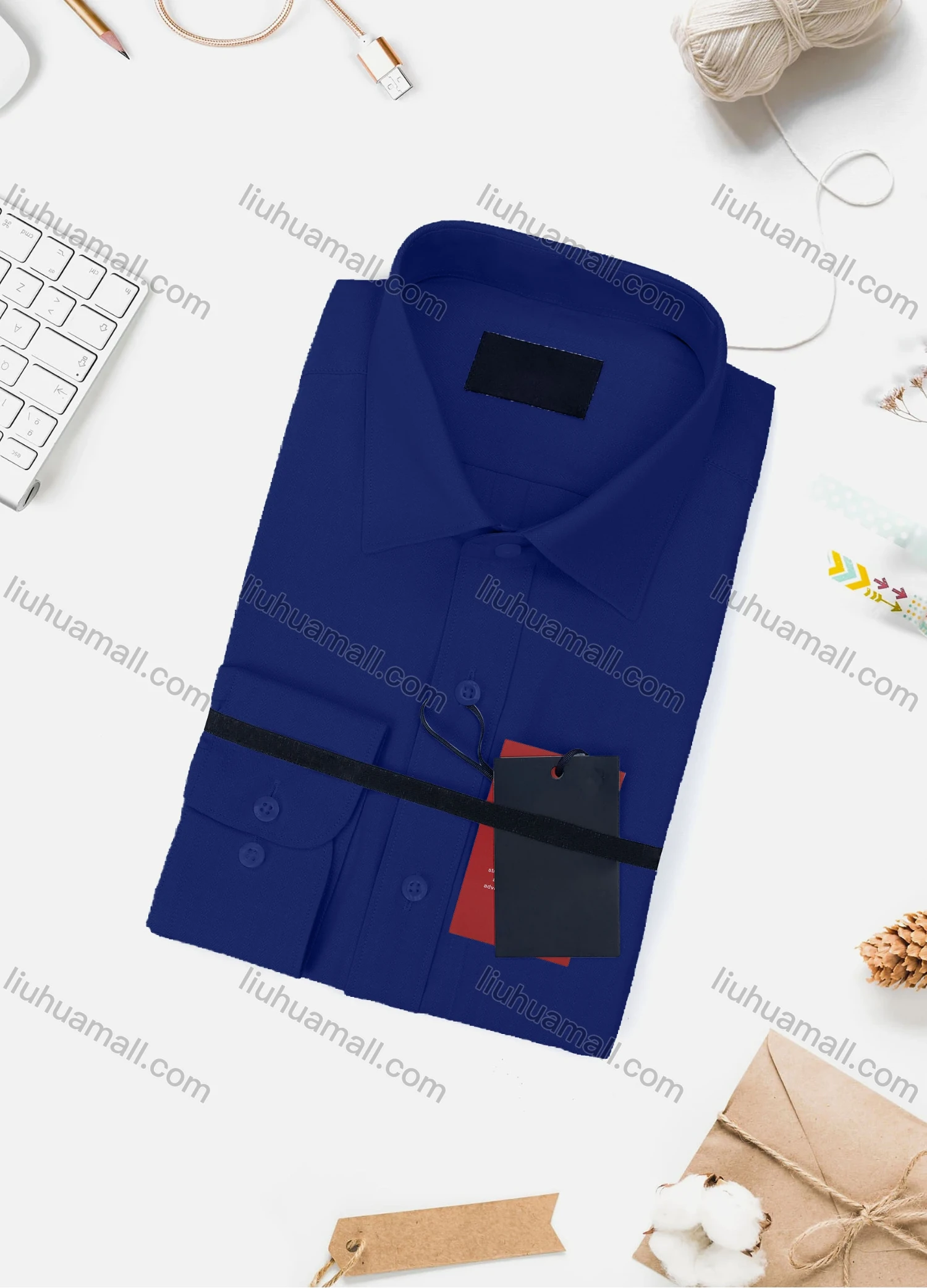 Wholesale Men's Casual Plain Long Sleeve Collared Button Down Shirt 733-4# - Liuhuamall