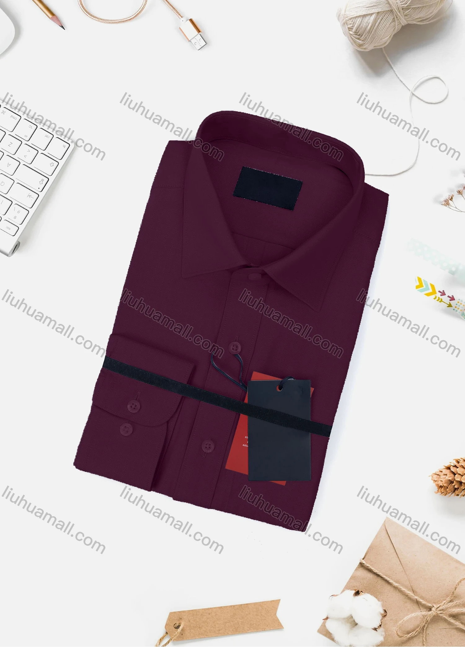 Wholesale Men's Casual Plain Long Sleeve Collared Button Down Shirt 733-4# - Liuhuamall