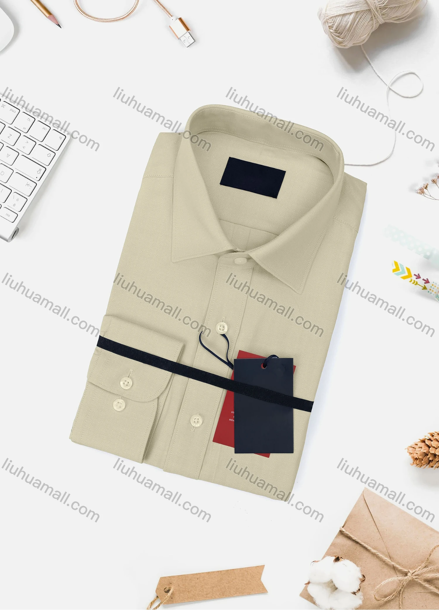 Wholesale Men's Casual Plain Long Sleeve Collared Button Down Shirt 733-4# - Liuhuamall