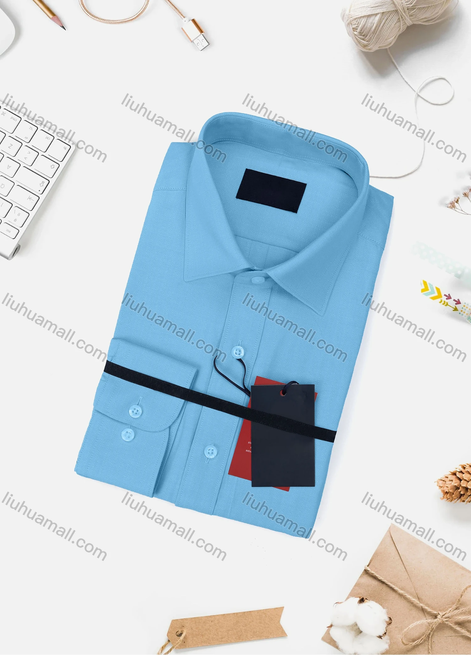 Wholesale Men's Casual Plain Long Sleeve Collared Button Down Shirt 733-4# - Liuhuamall