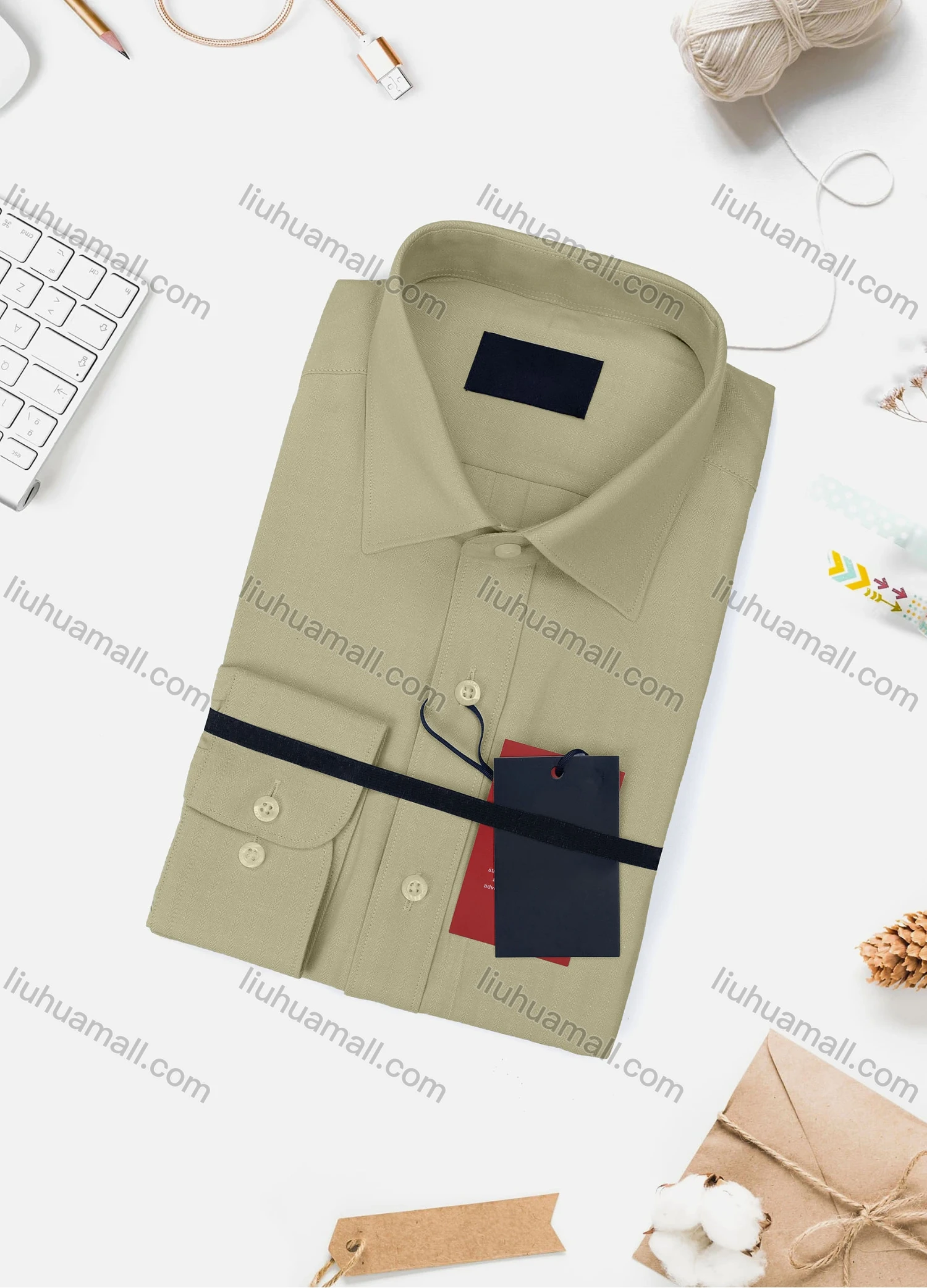 Wholesale Men's Casual Plain Long Sleeve Collared Button Down Shirt 733-4# - Liuhuamall