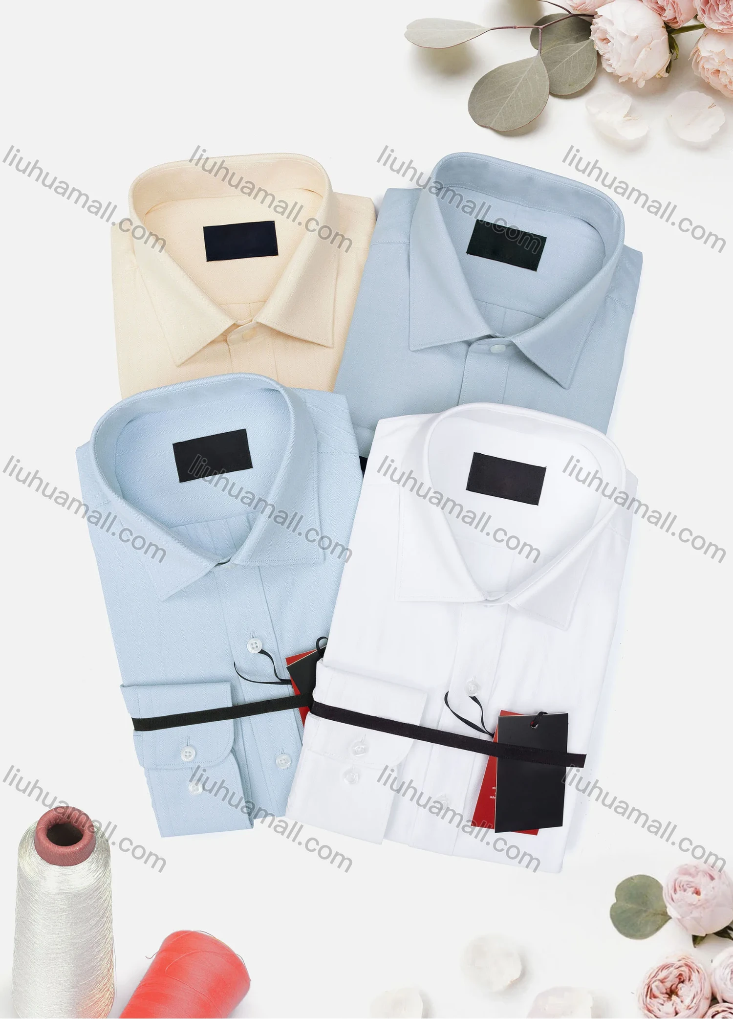 Wholesale Men's Casual Plain Long Sleeve Collared Button Down Shirt 733-4# - Liuhuamall
