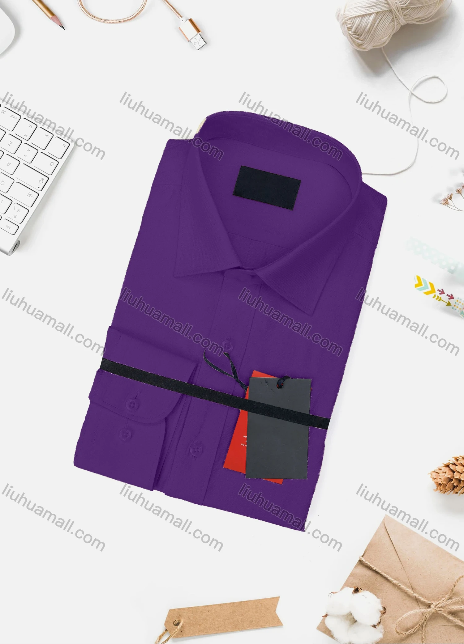 Wholesale Men's Casual Plain Long Sleeve Collared Button Down Shirt 734-4# - Liuhuamall