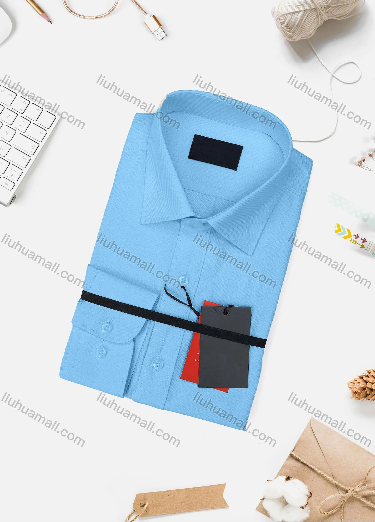 Wholesale Men's Casual Plain Long Sleeve Collared Button Down Shirt 734-4# - Liuhuamall