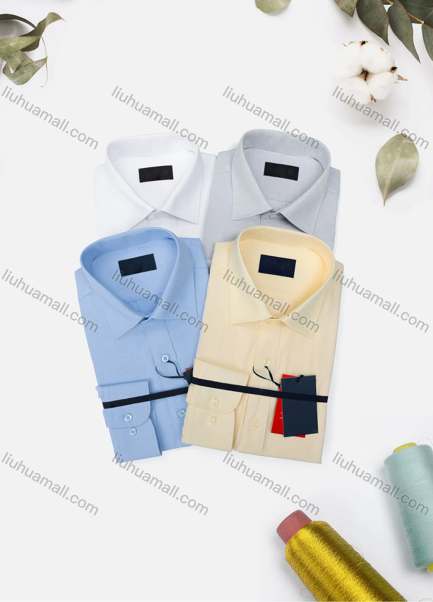 Wholesale Men's Casual Plain Long Sleeve Collared Button Down Shirt 734-4# - Liuhuamall