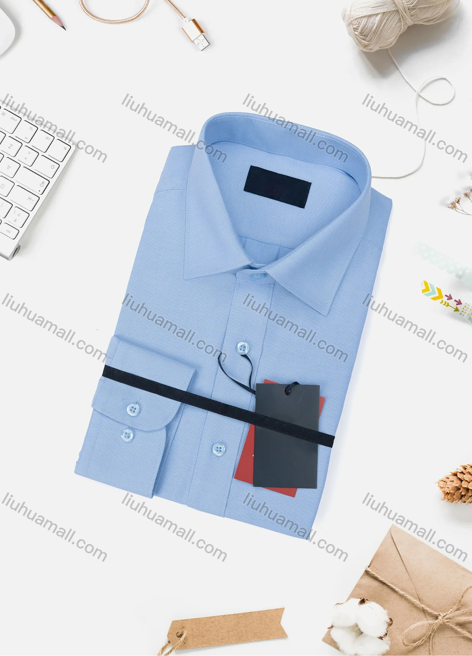 Wholesale Men's Casual Plain Long Sleeve Collared Button Down Shirt 734-4# - Liuhuamall