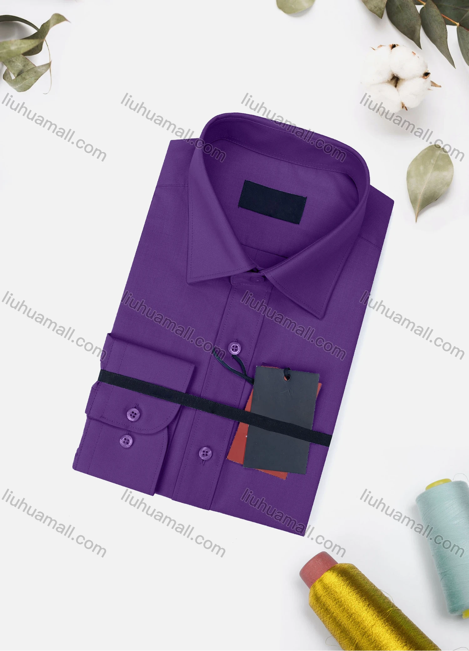 Wholesale Men's Casual Plain Long Sleeve Collared Button Down Shirt 815# - Liuhuamall