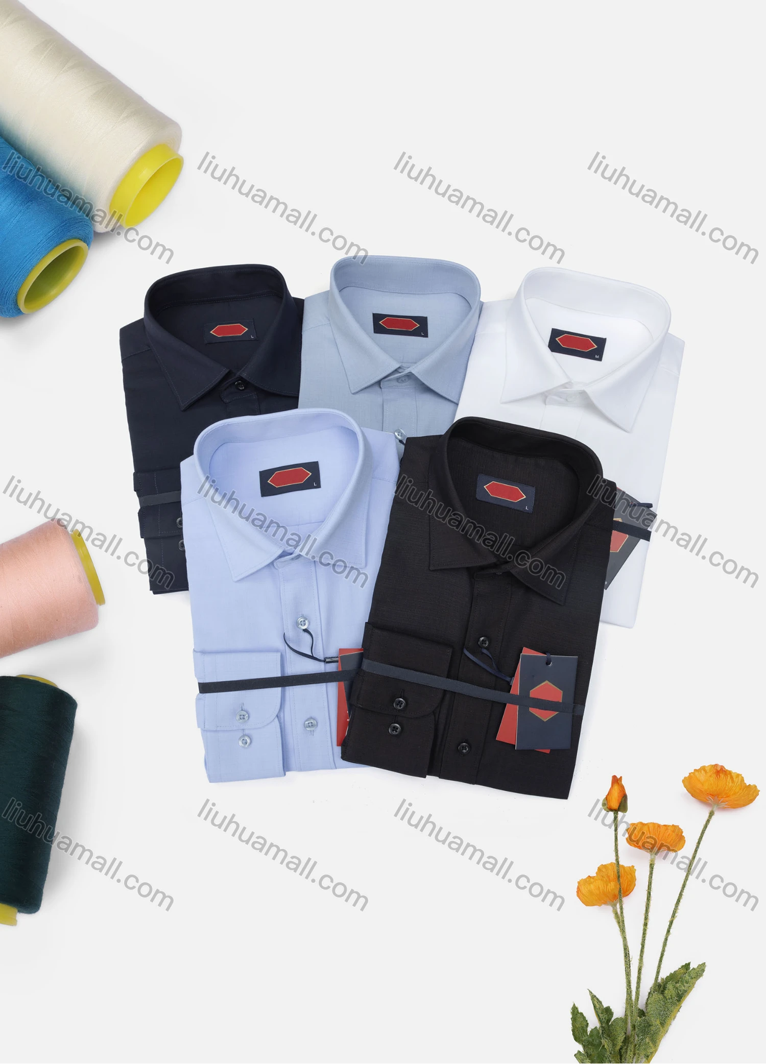 Wholesale Men's Casual Plain Long Sleeve Collared Button Down Shirt 1905-5# - Liuhuamall