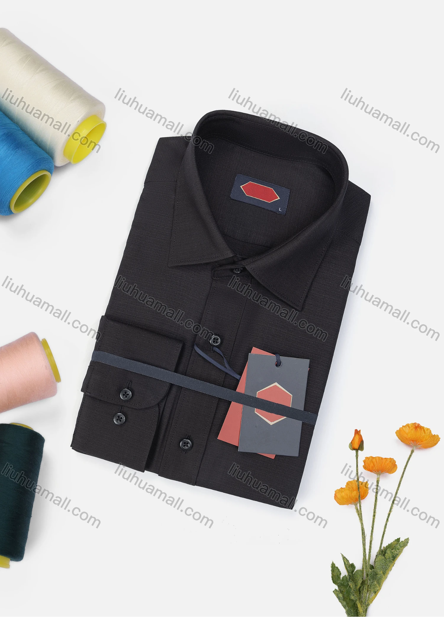 Wholesale Men's Casual Plain Long Sleeve Collared Button Down Shirt 1905-5# - Liuhuamall