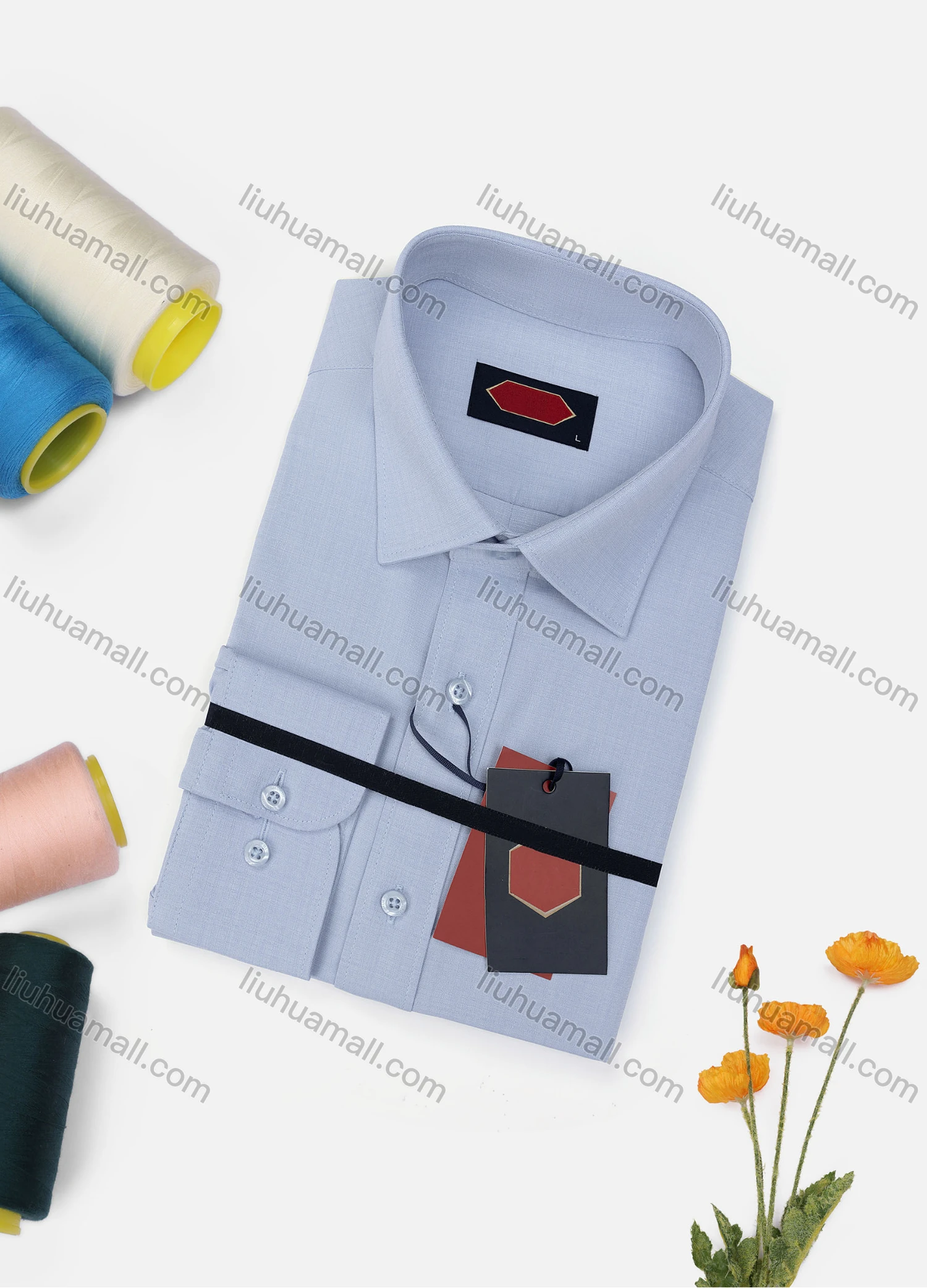 Wholesale Men's Casual Plain Long Sleeve Collared Button Down Shirt 1905-5# - Liuhuamall