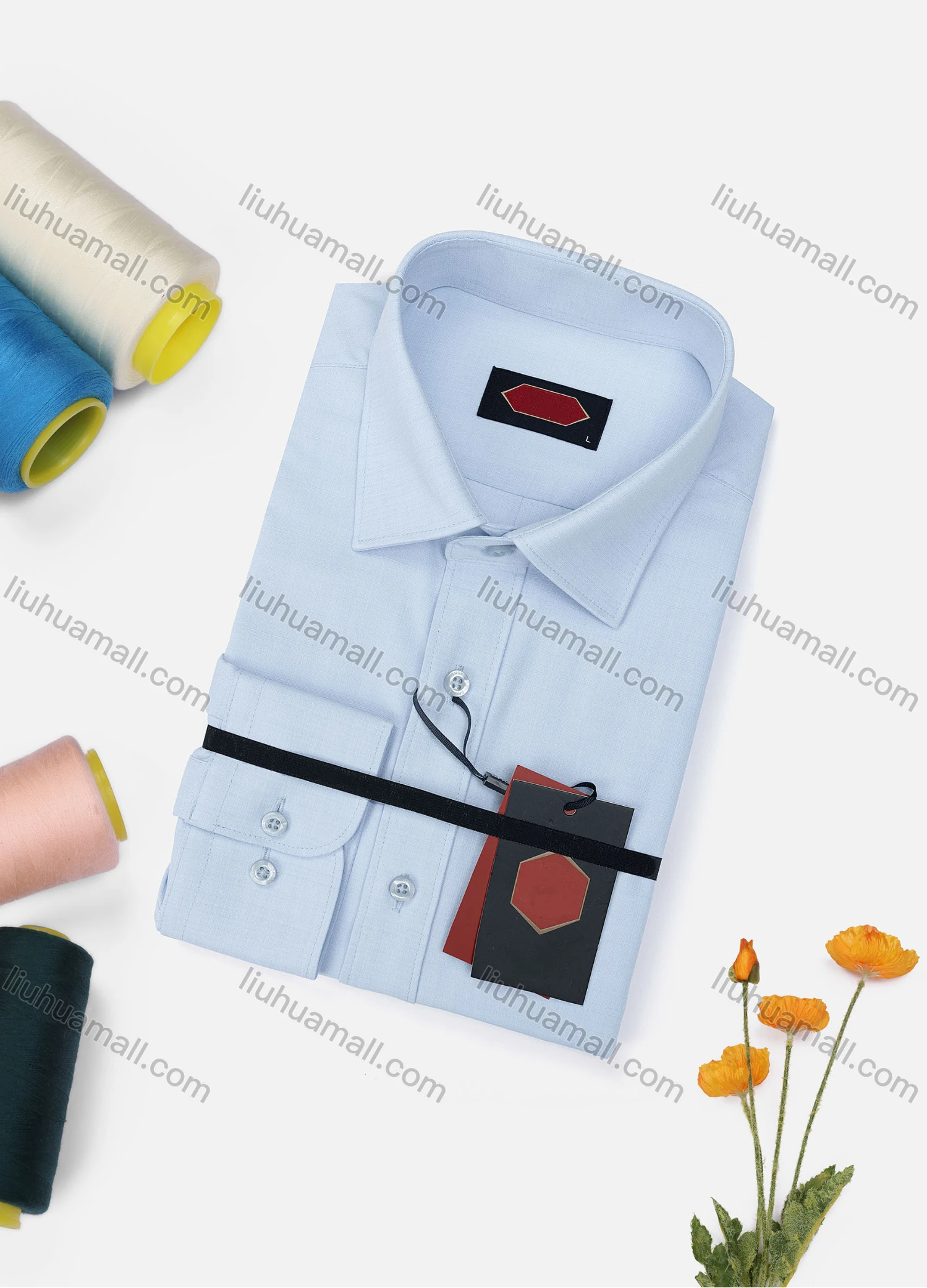 Wholesale Men's Casual Plain Long Sleeve Collared Button Down Shirt 1905-5# - Liuhuamall