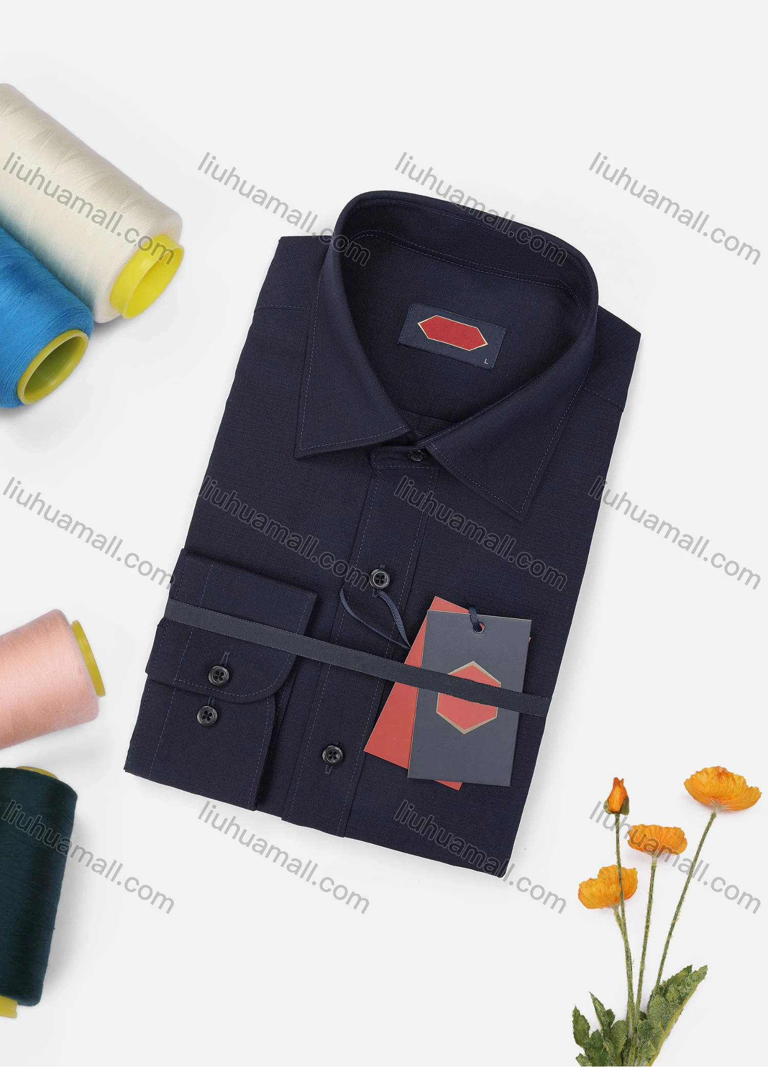 Wholesale Men's Casual Plain Long Sleeve Collared Button Down Shirt 1905-5# - Liuhuamall